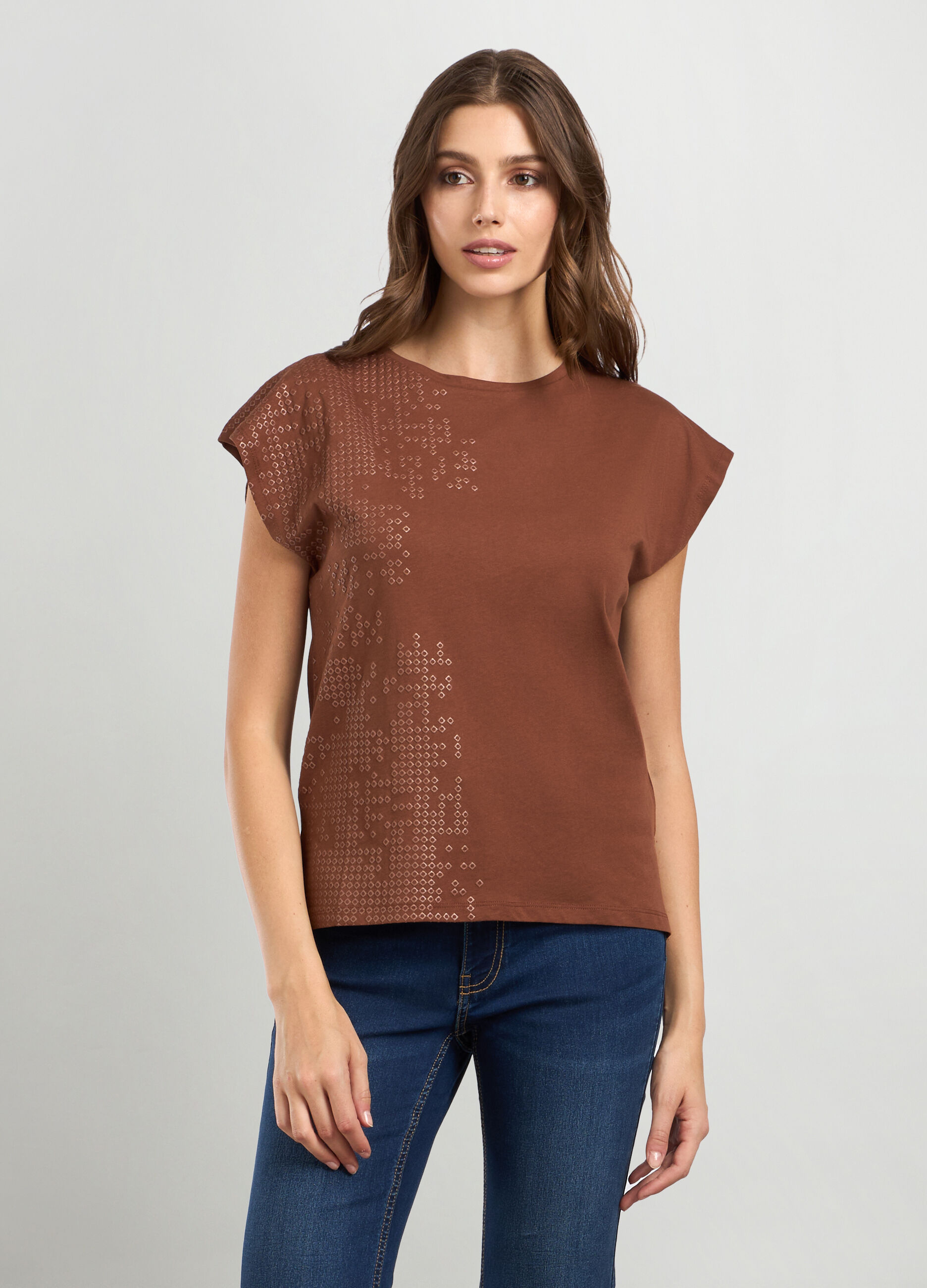 T-shirt in jersey di puro cotone donna_0