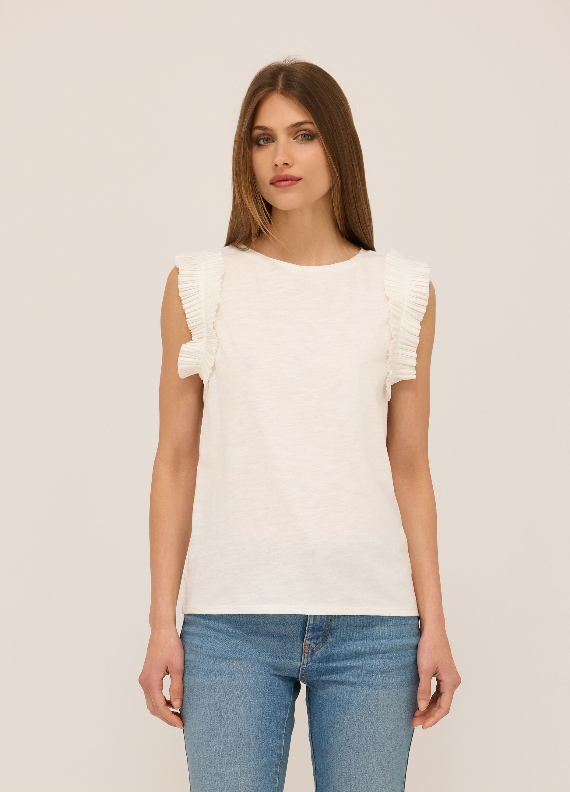 Canotta in jersey di cotone slub donna_0