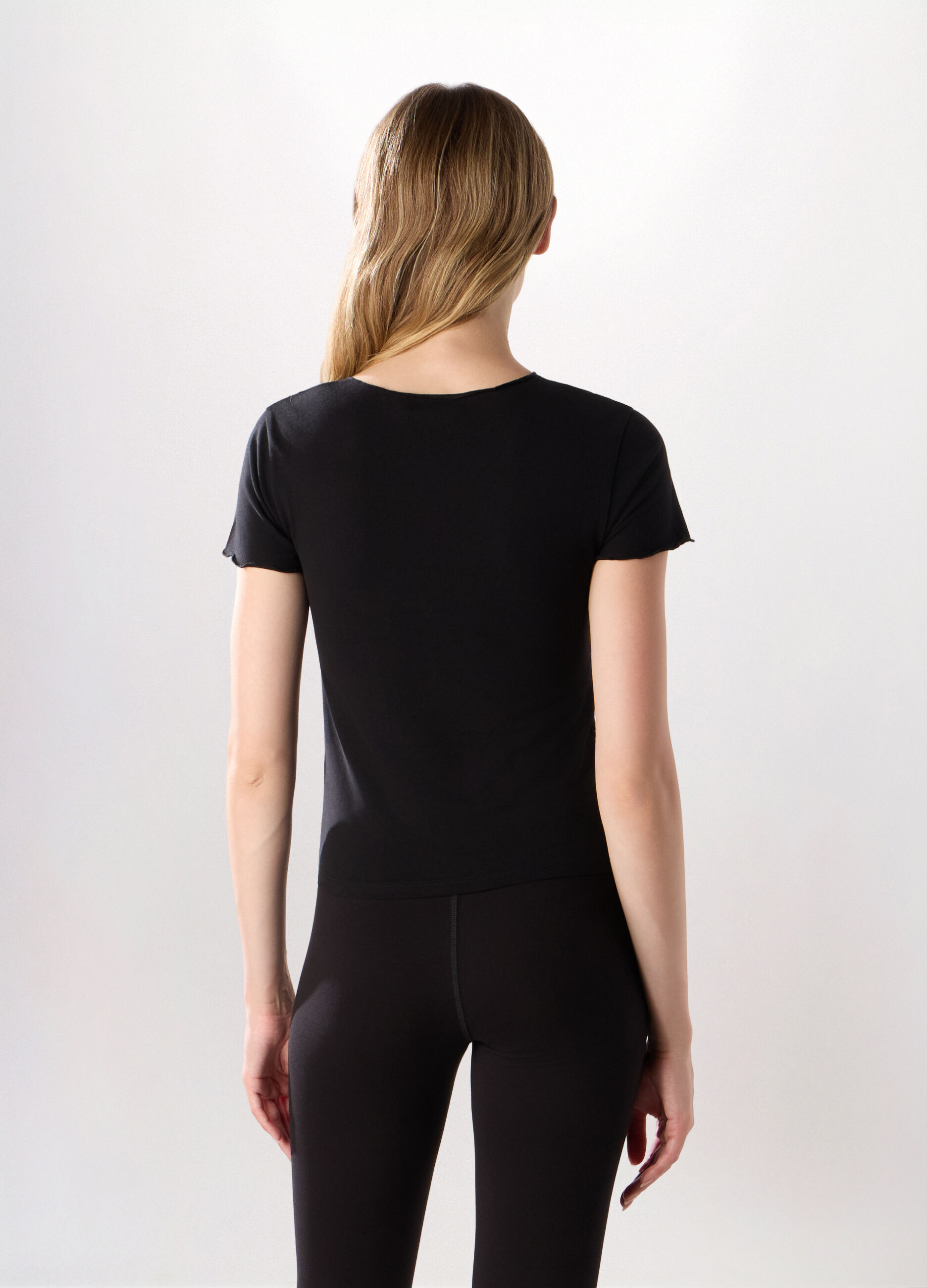 T-shirt in jersey di cotone stretch donna_1