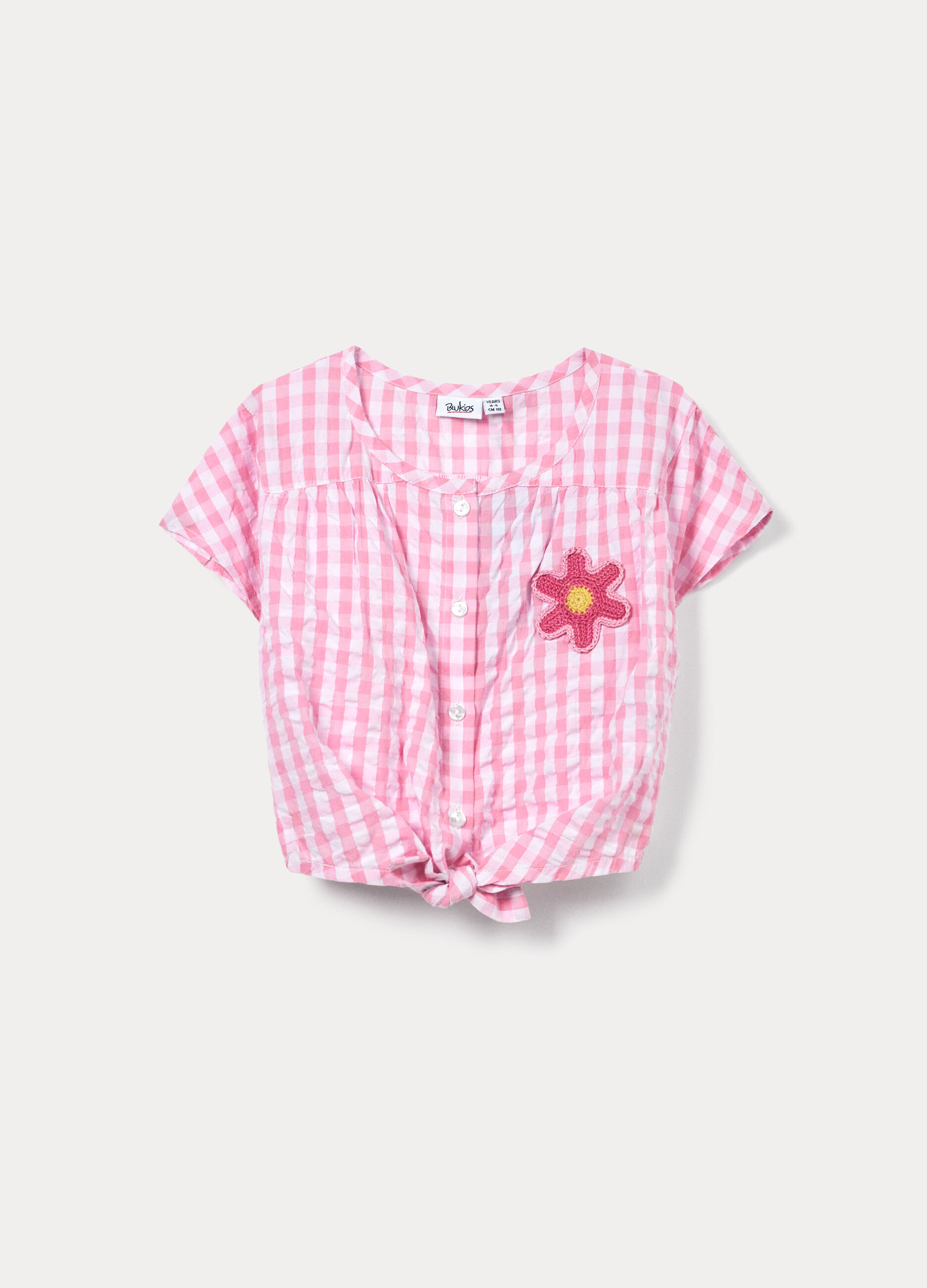 Blusa in misto cotone seersucker bambina_0