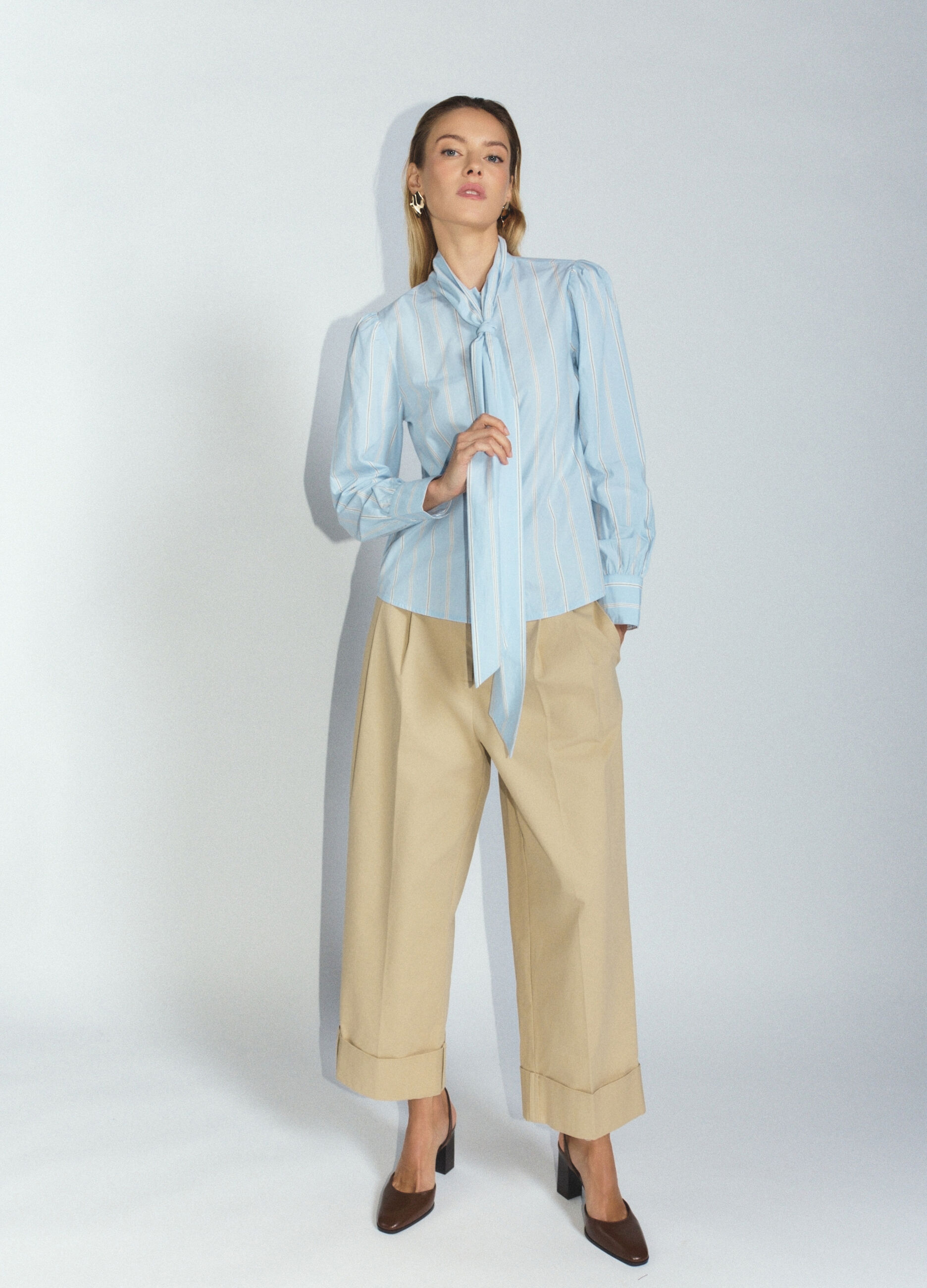 Camicia Fit over in popeline di puro cotone donna_0