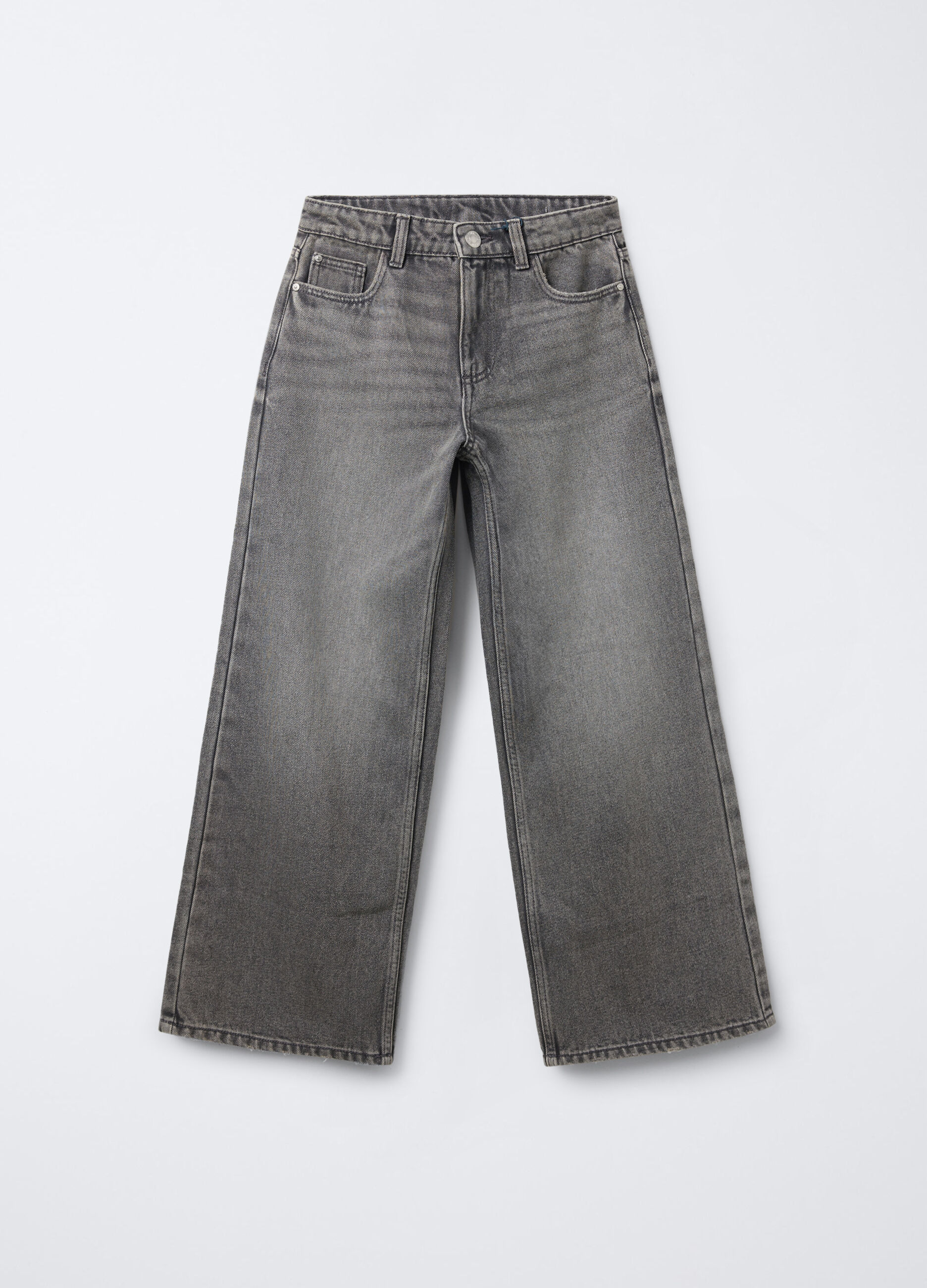 Pantaloni in denim misto cotone Wide Leg ragazza_0