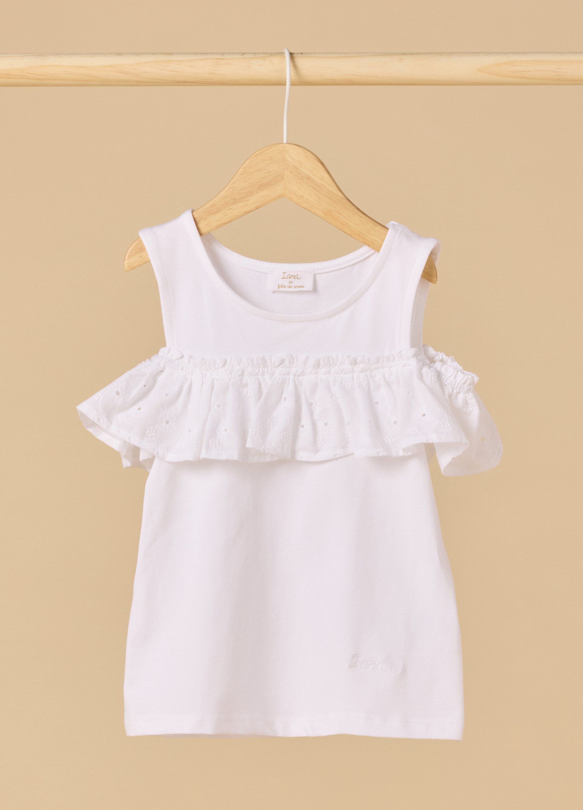 Top IANA in puro cotone con rouches bambina_0