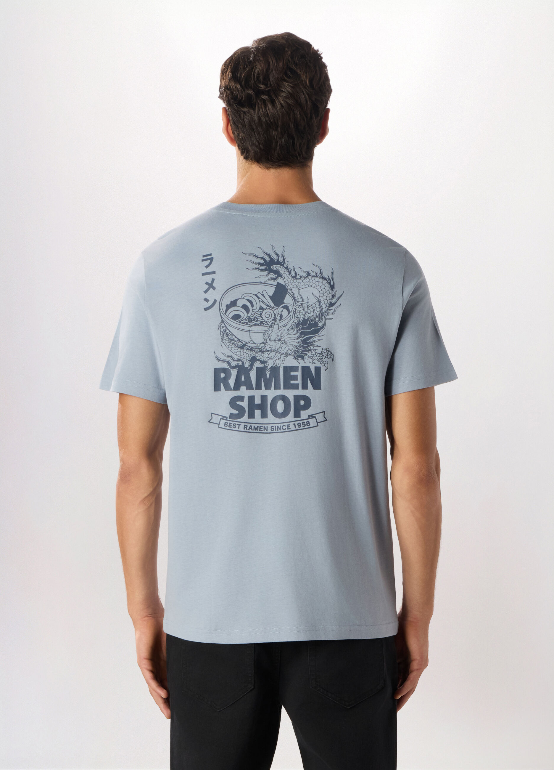 T-shirt girocollo con stampa ramen in cotone uomo_1