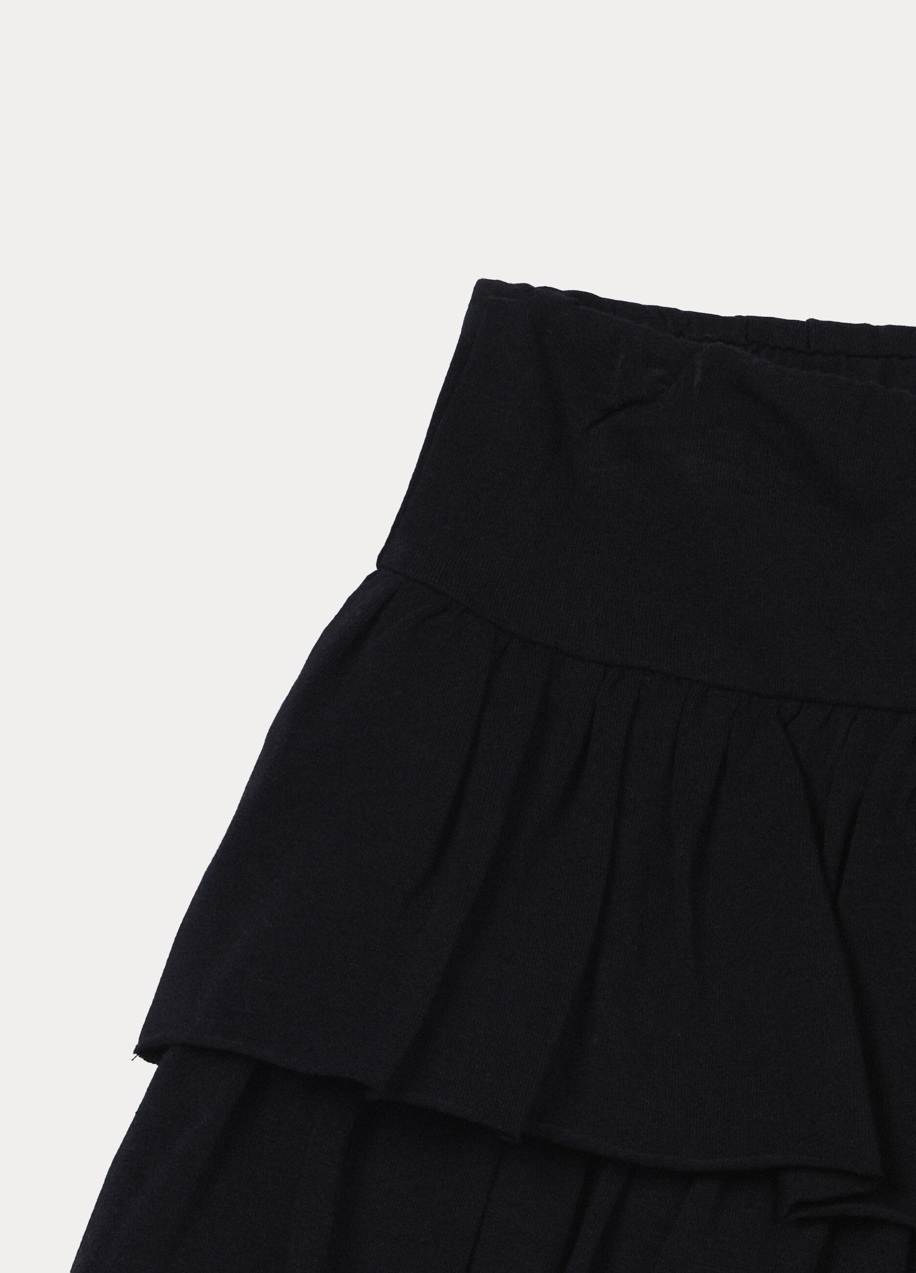 Gonna corta a balze in jersey di cotone stretch bambina_2