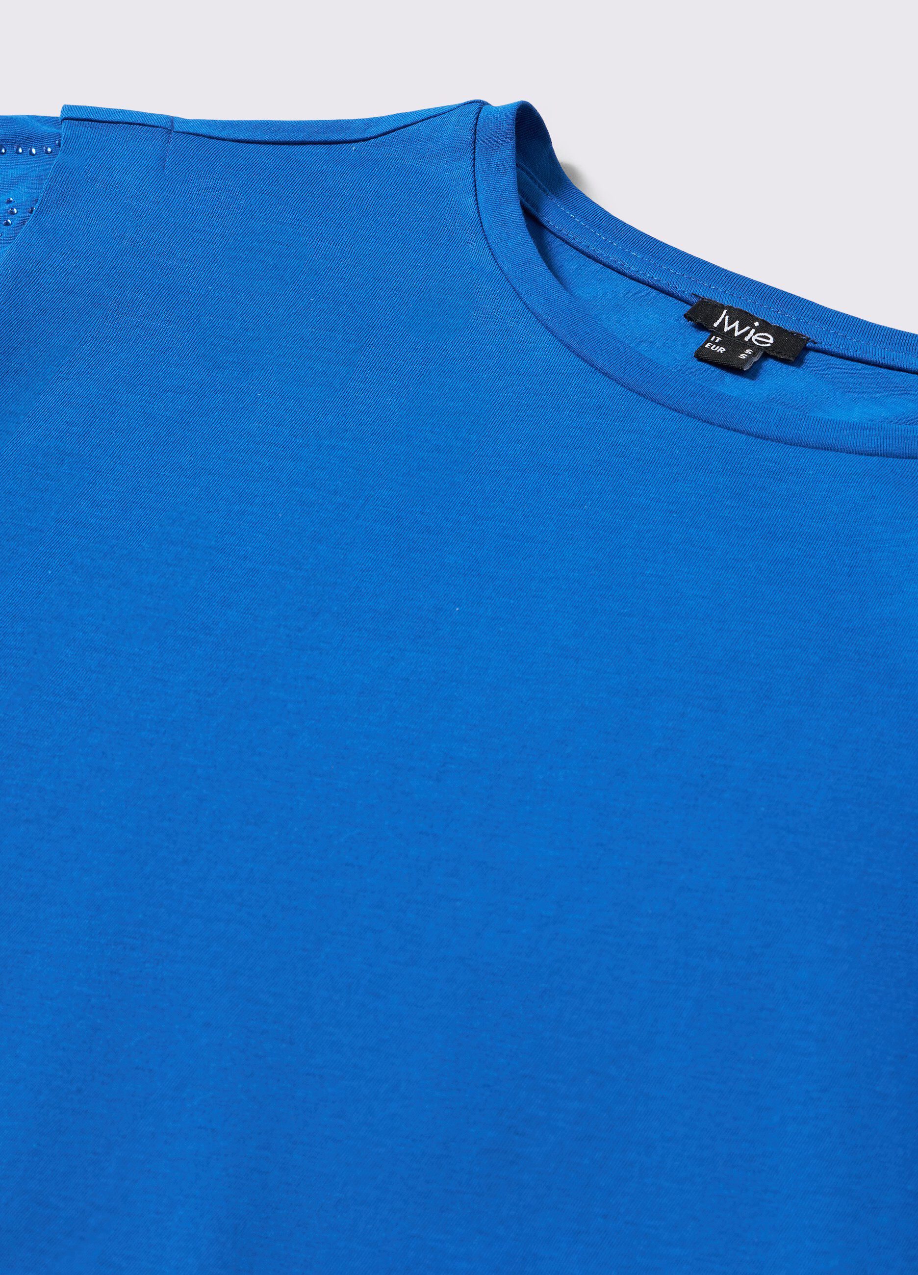 T-shirt in puro cotone con strass donna_1