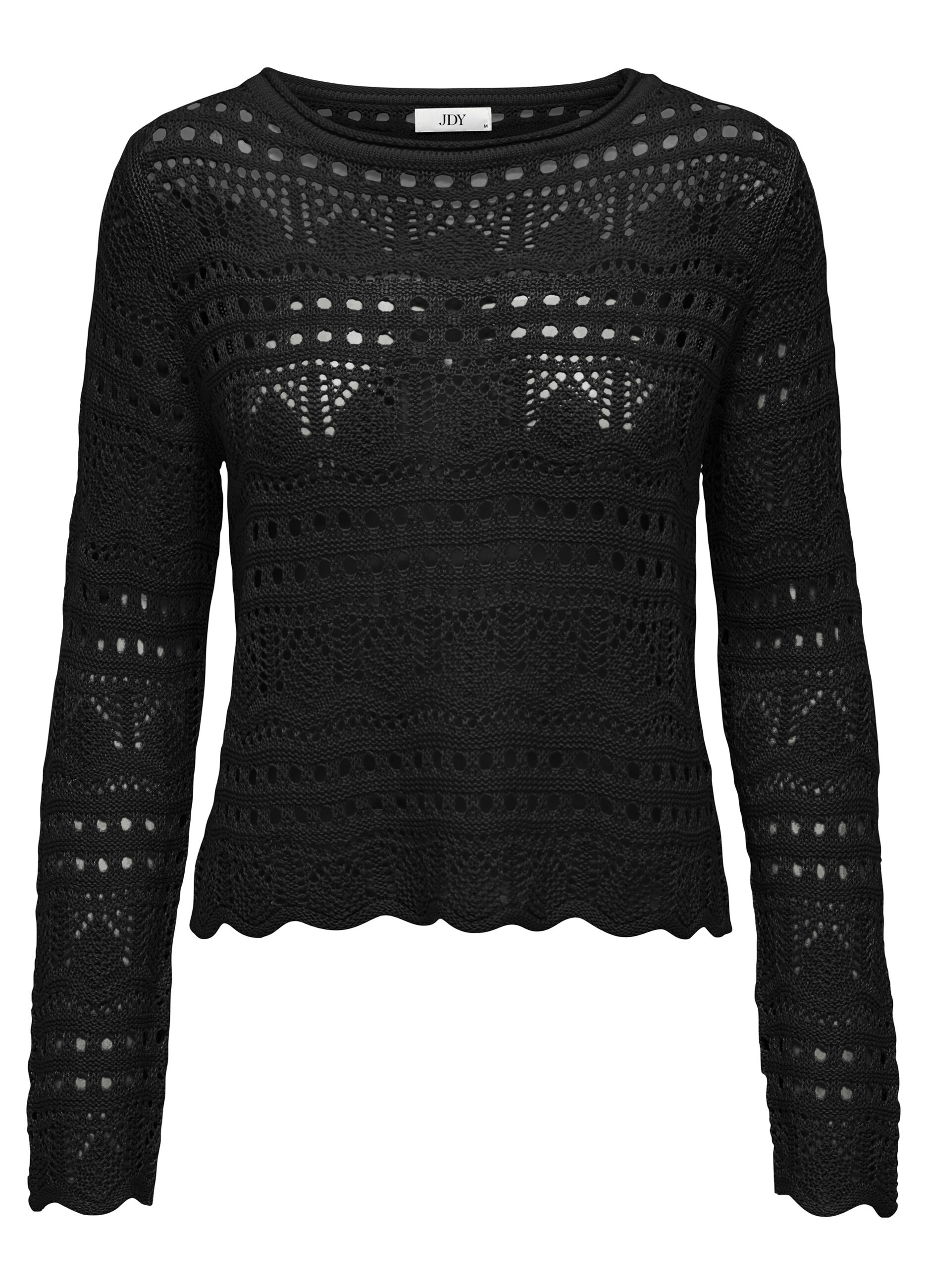 Maglia operata con scollo rotondo donna_5