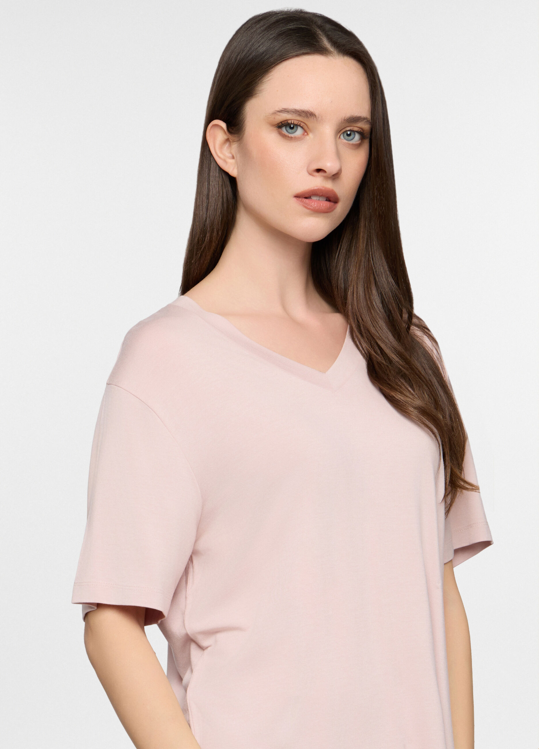 Top pigiama con scollo a V stretch donna_2