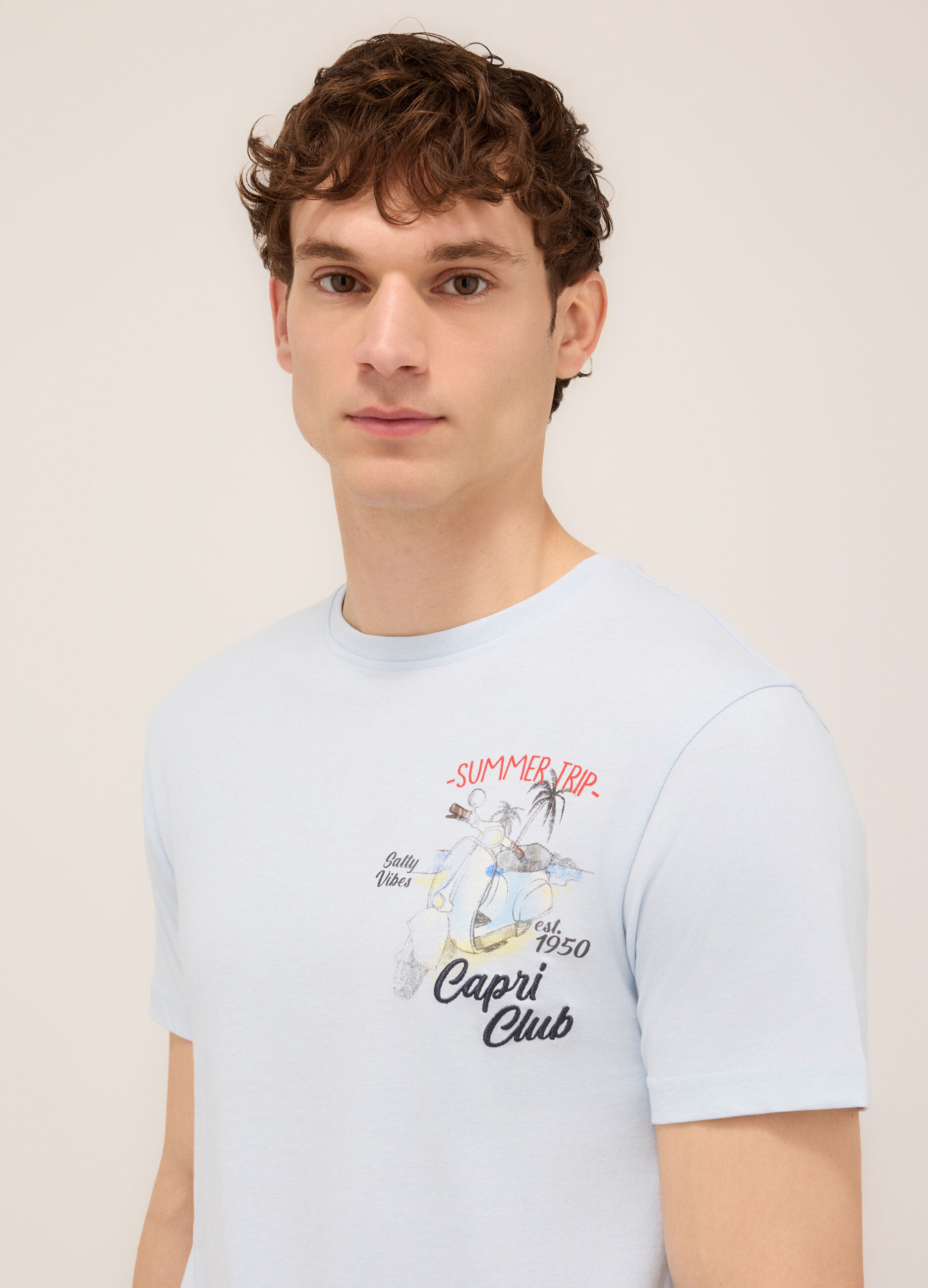 T-shirt girocollo stampa Capri Club uomo