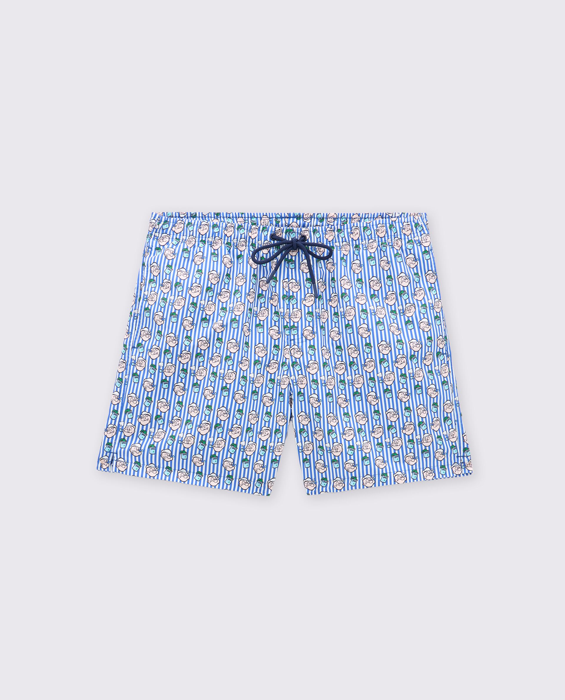 Costume shorts rigato con stampa uomo_0