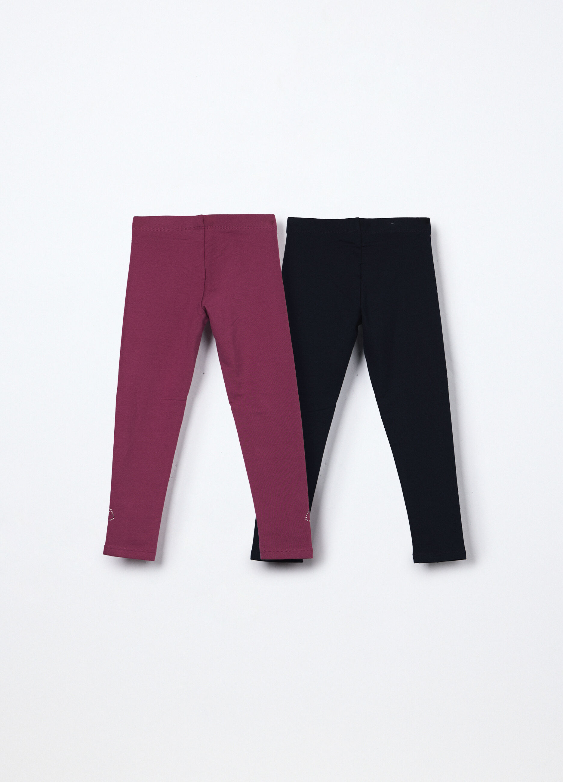 Pack 2 leggings in french terry di cotone stretch bambina_1