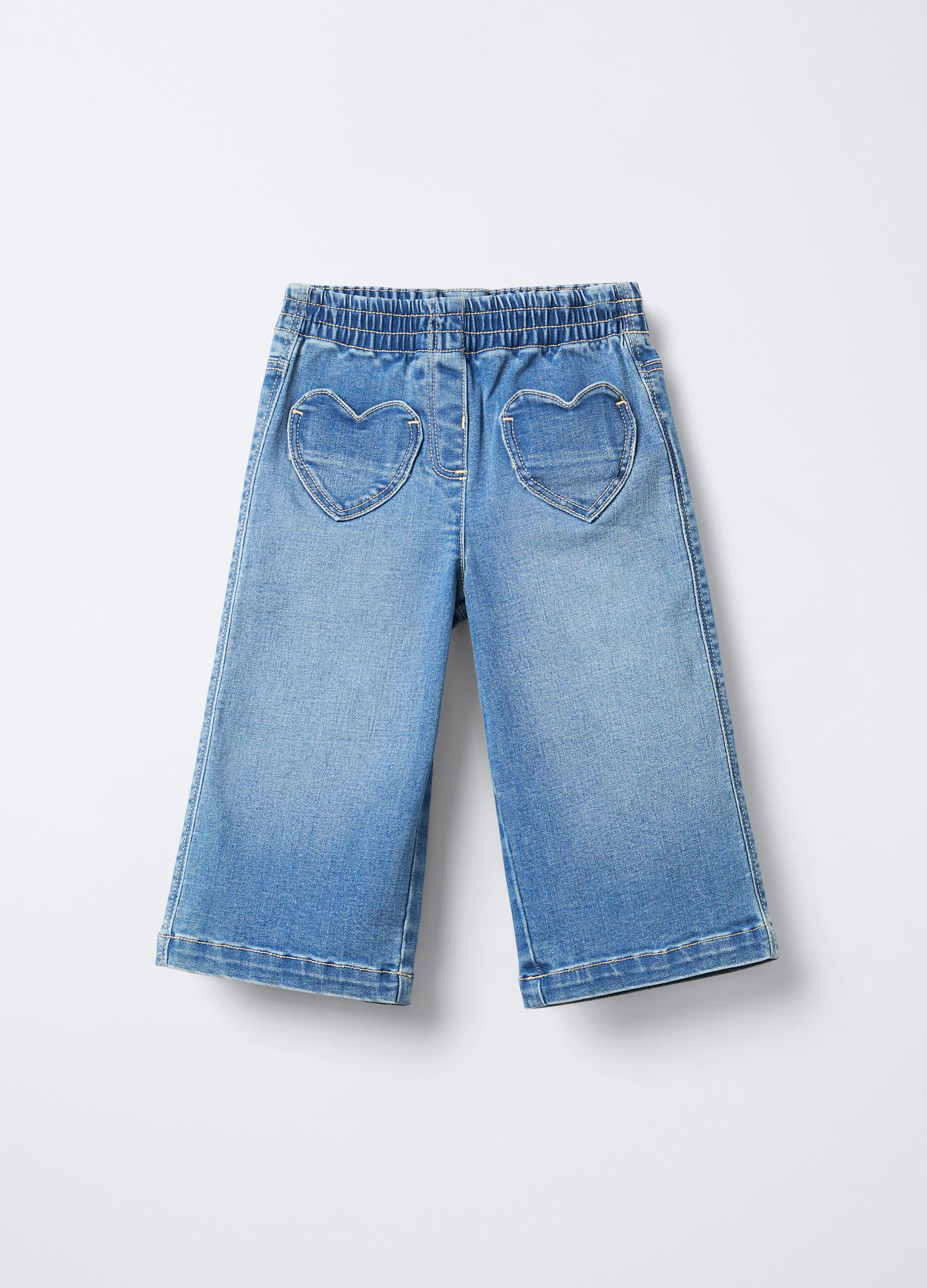 Jogger in denim misto cotone Wide Leg bimba_0