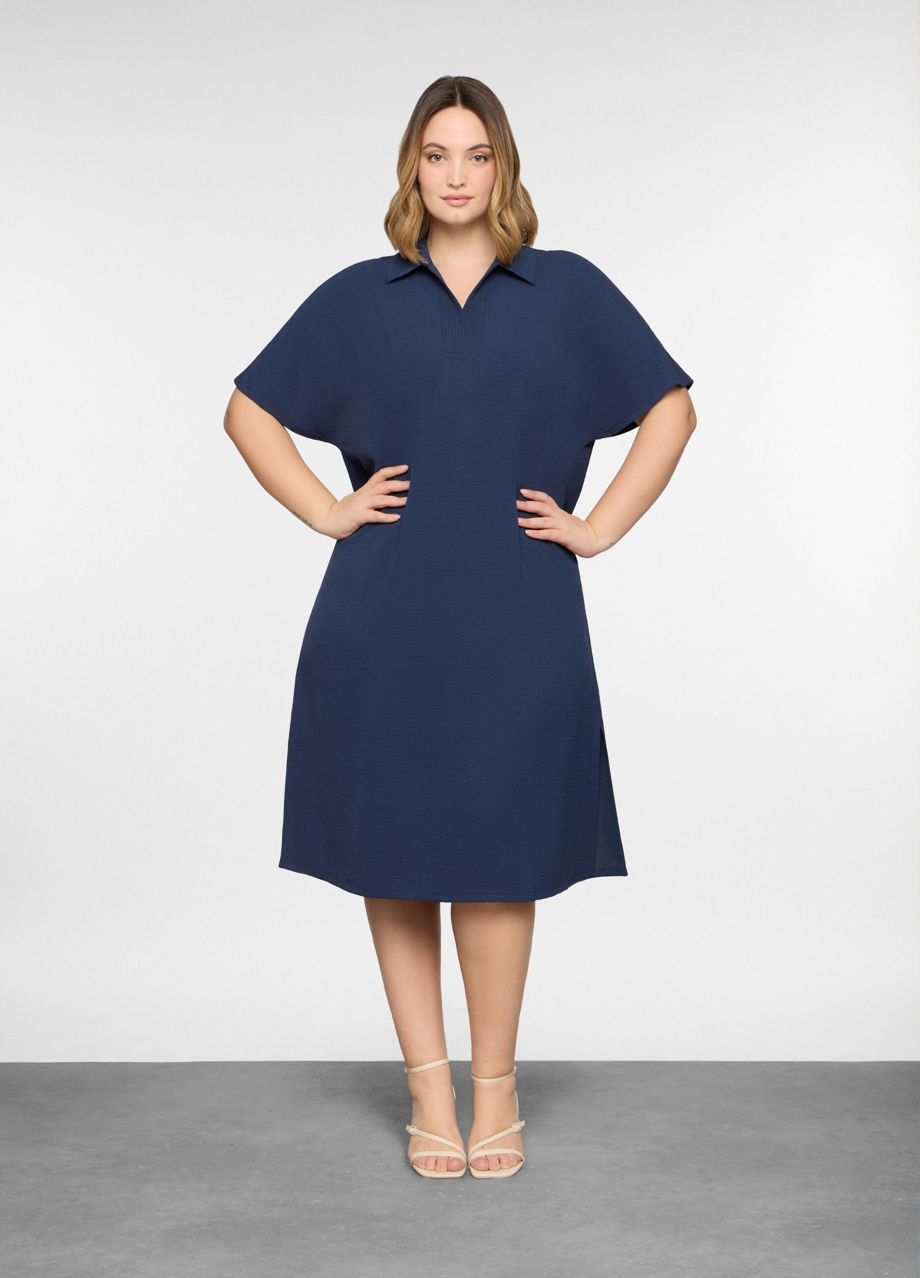 Abito lungo con colletto classico donna curvy_0