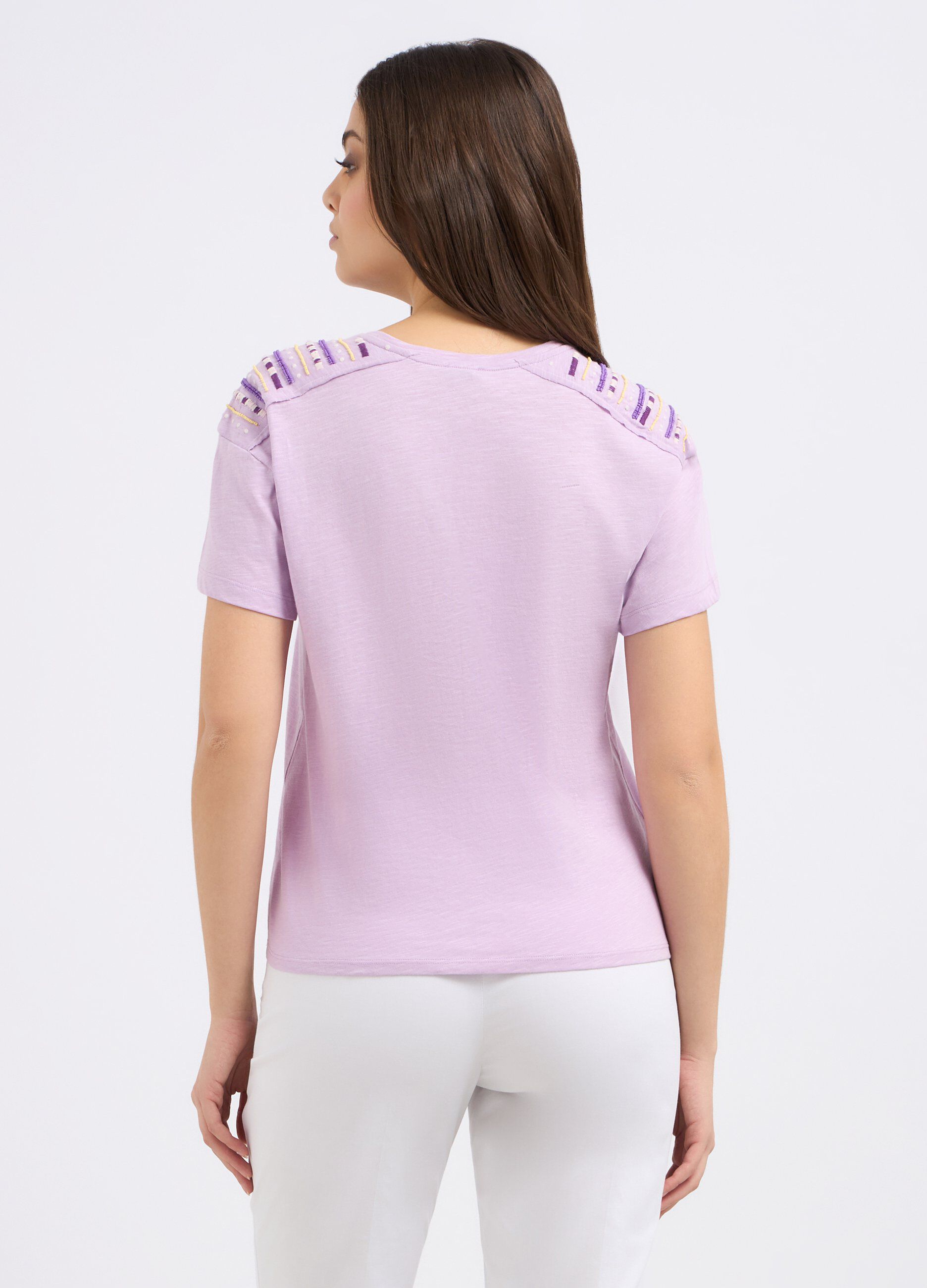 T-shirt in puro cotone con ricamo donna_1