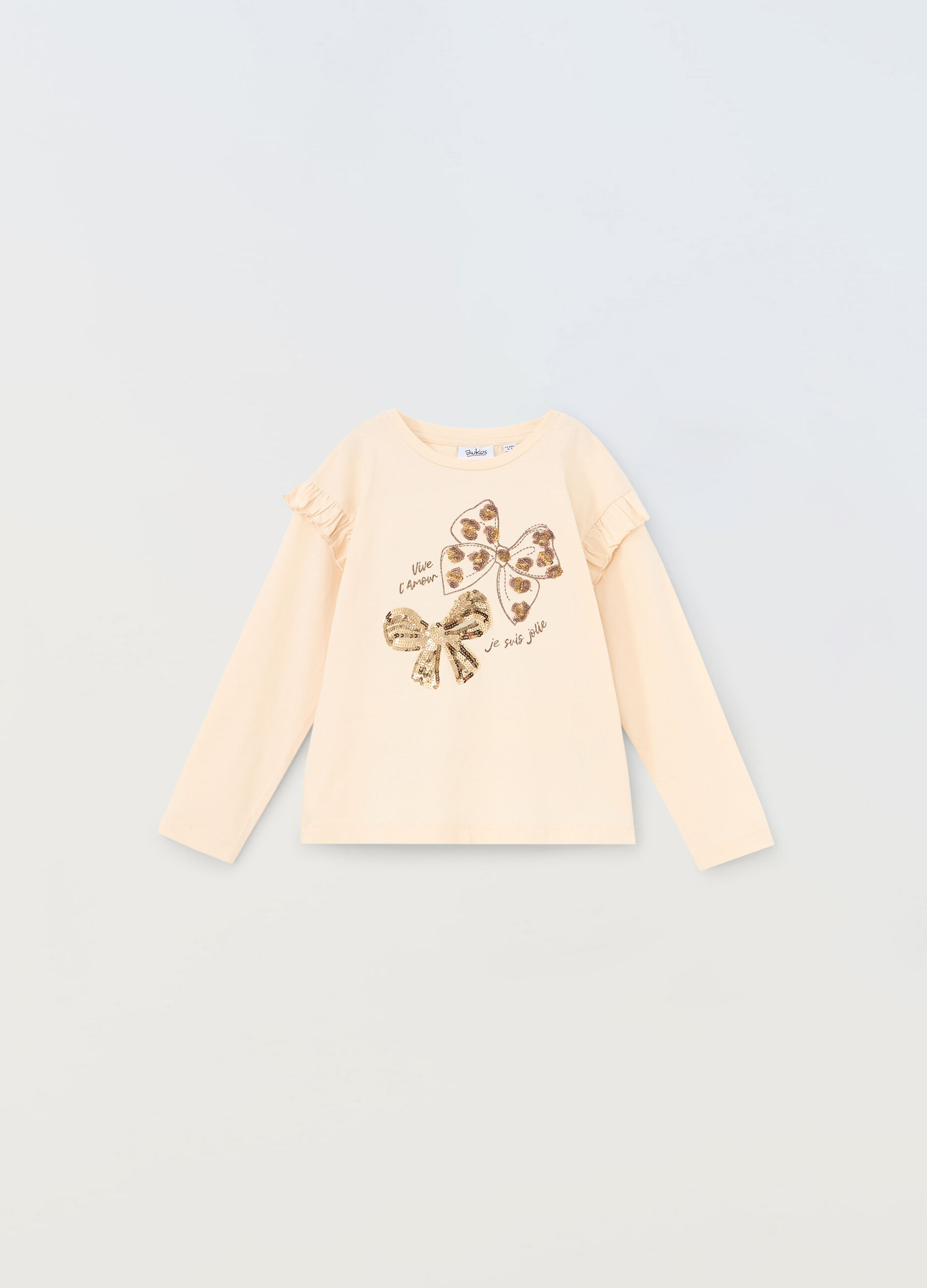 Felpa in puro cotone con paillettes bambina