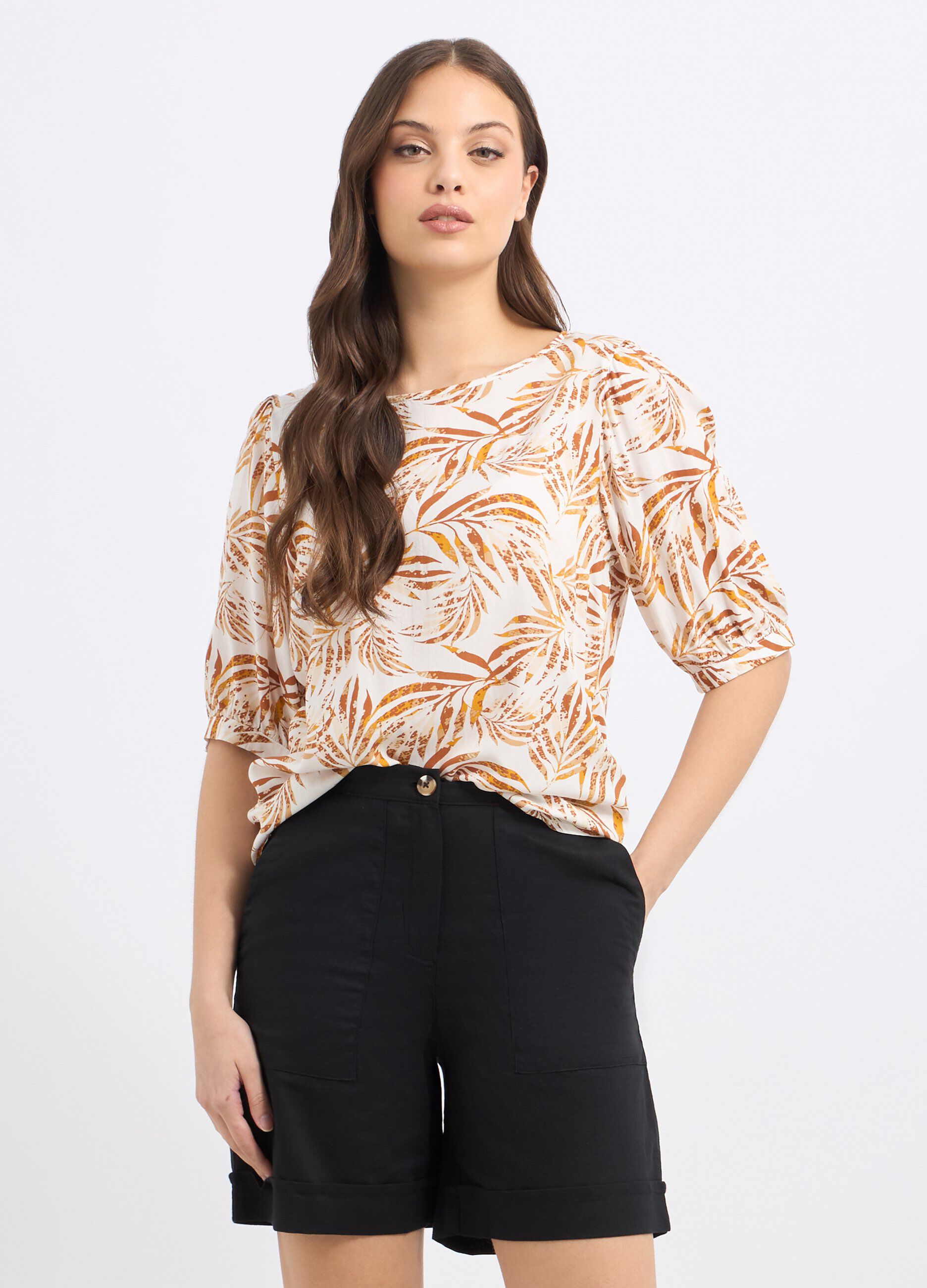 Blusa in pura viscosa con stampa donna_0