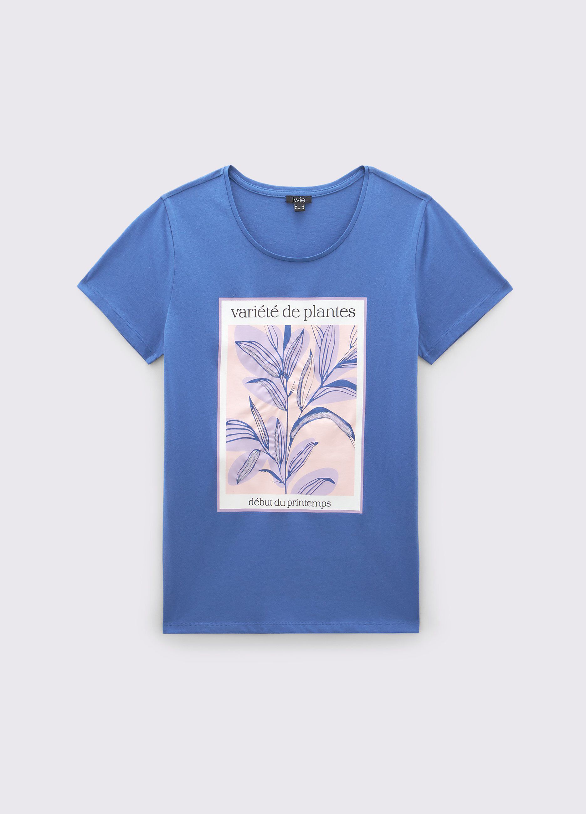 T-shirt in puro cotone con paillettes donna_0