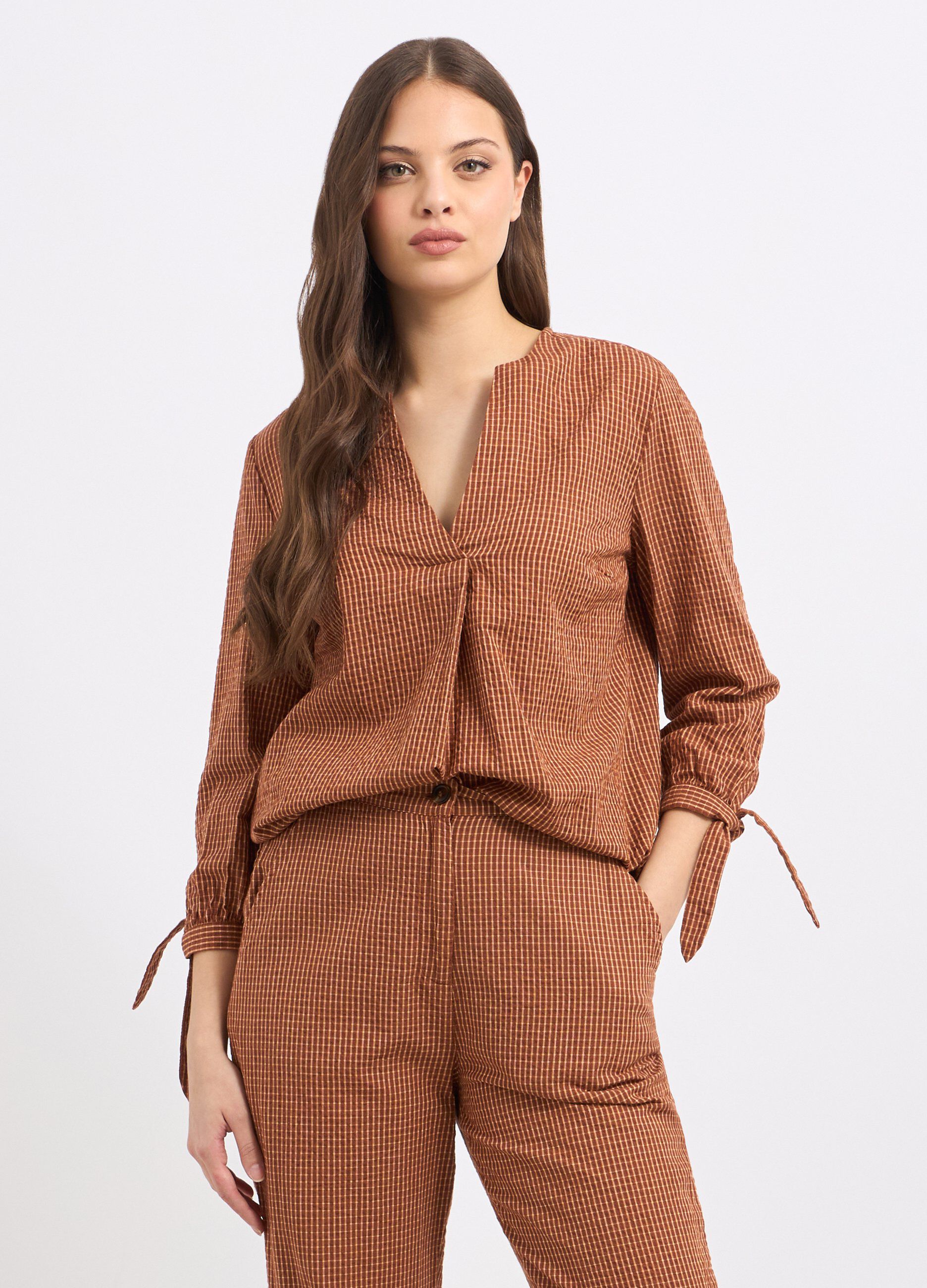 Blusa in puro cotone seersucker donna_0