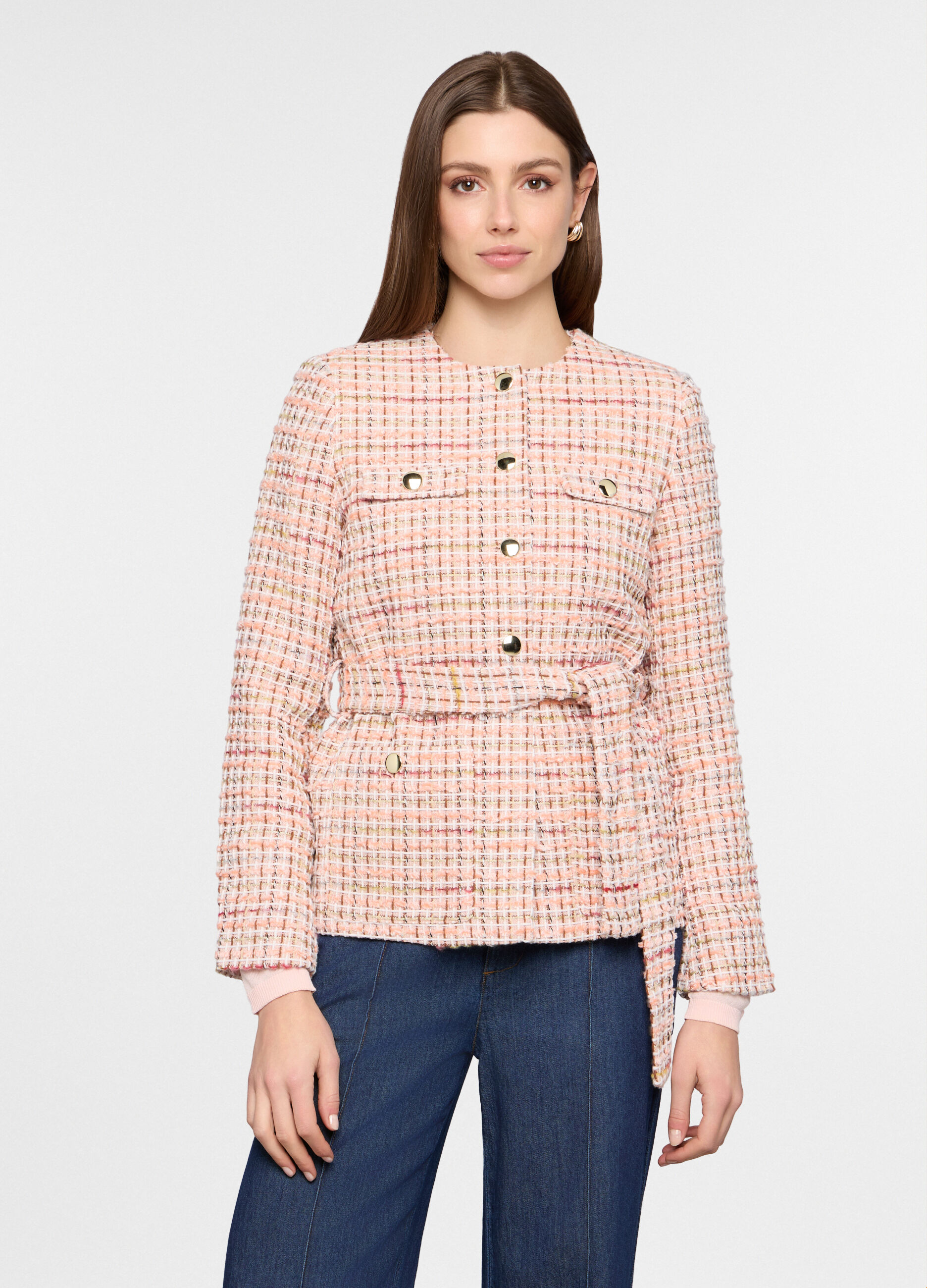 Giacca corta in tweed donna_0