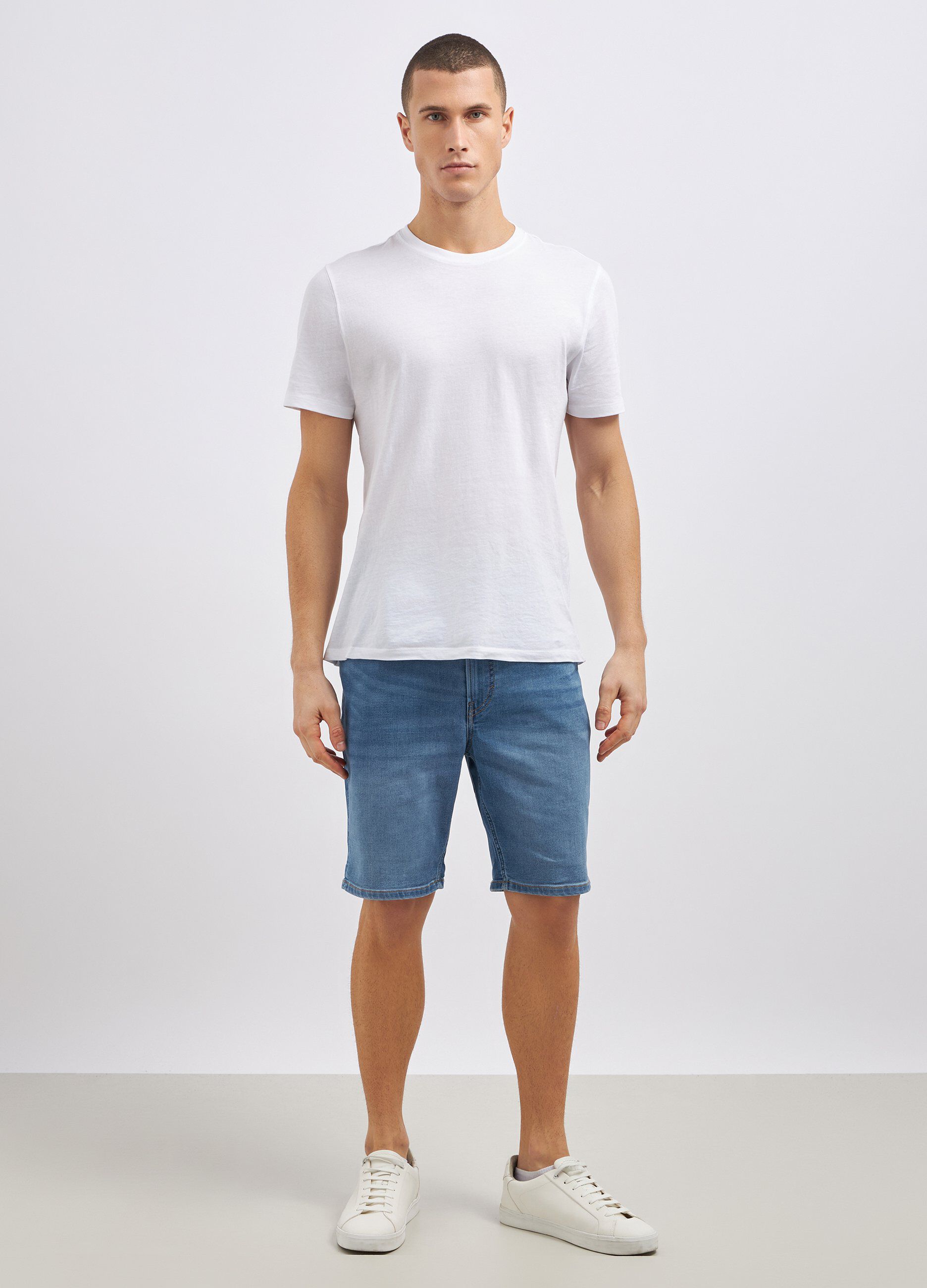 Shorts in denim di misto cotone stretch uomo