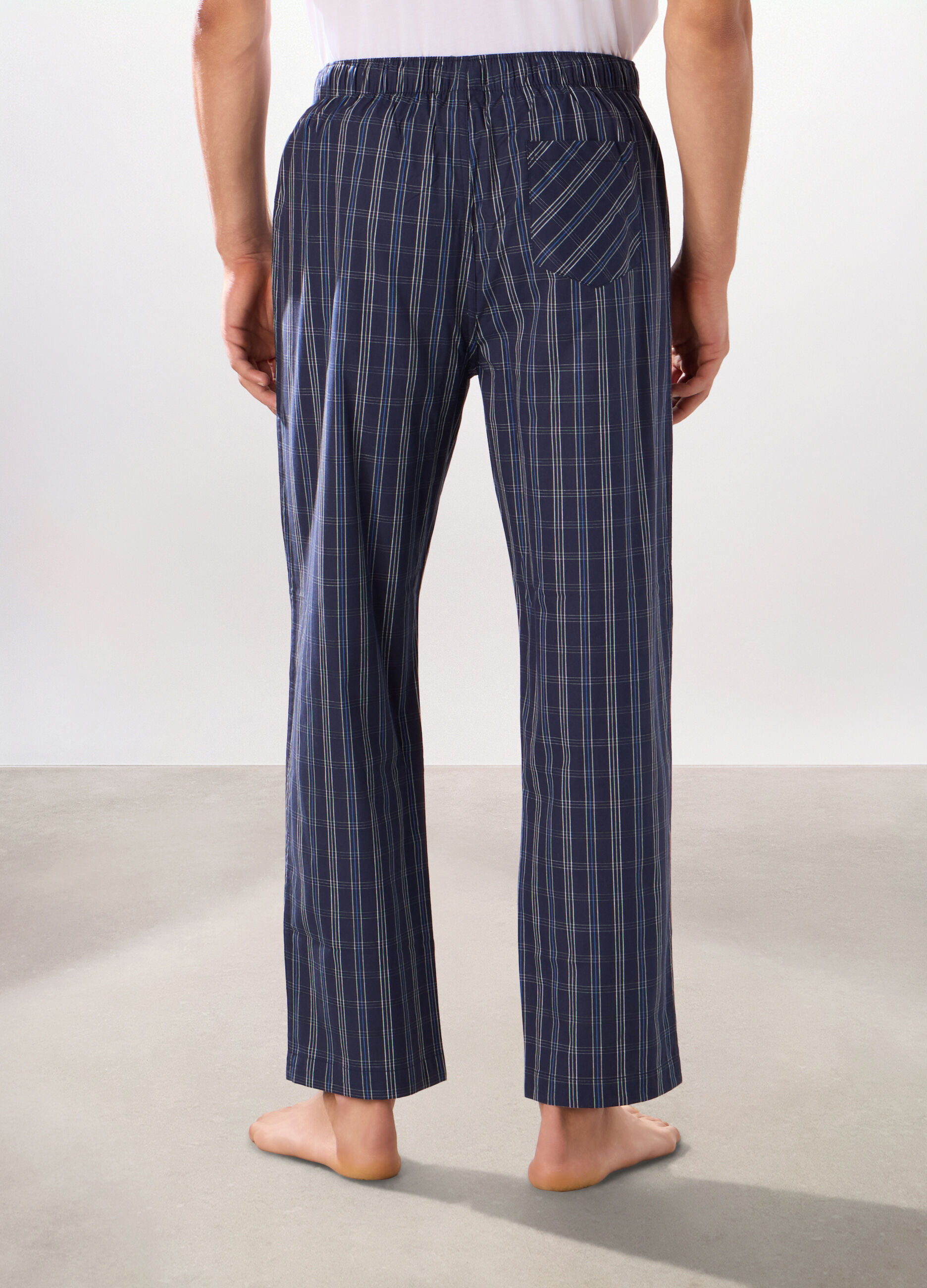 Pantaloni lunghi pigiama in cotone a quadri uomo_1