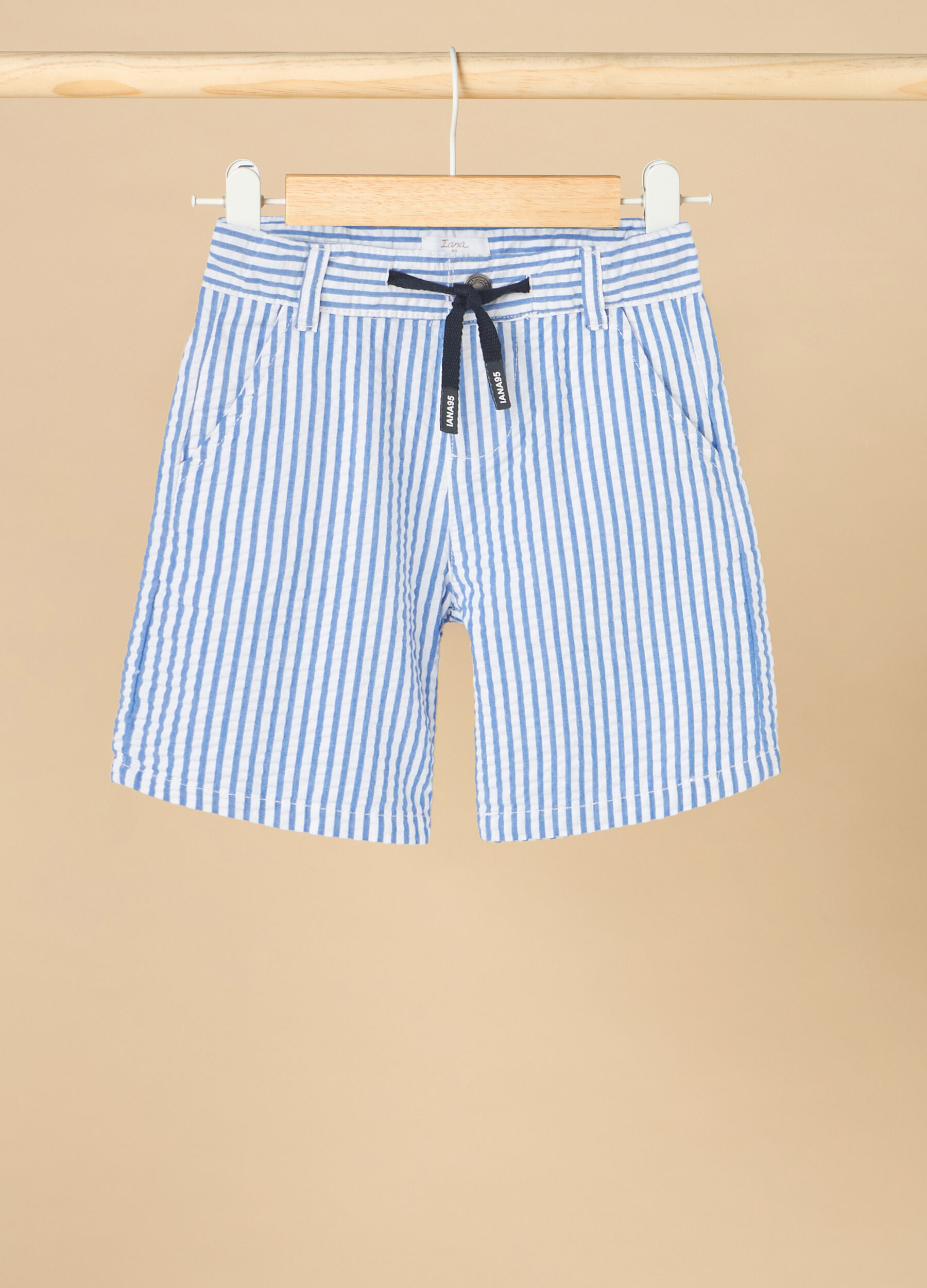 Shorts rigati in puro cotone IANA bambino_0