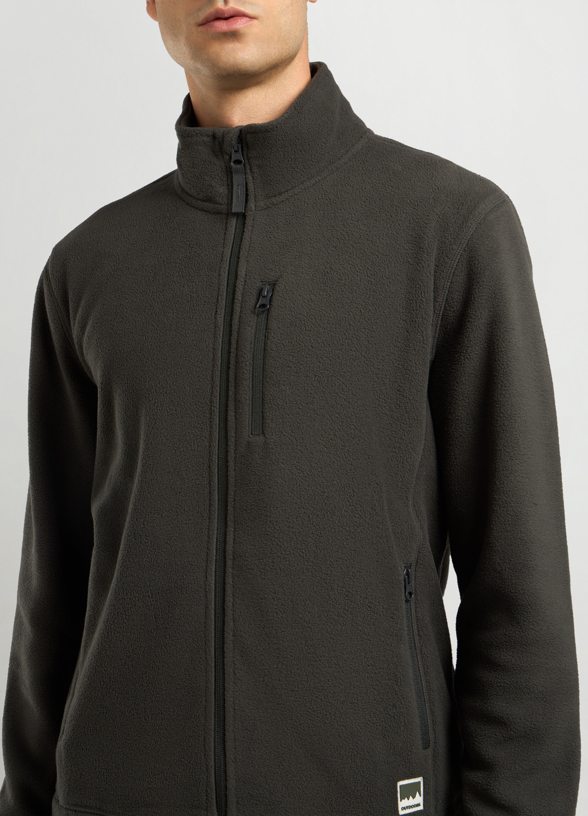 Felpa in pile a collo alto full zip uomo_2