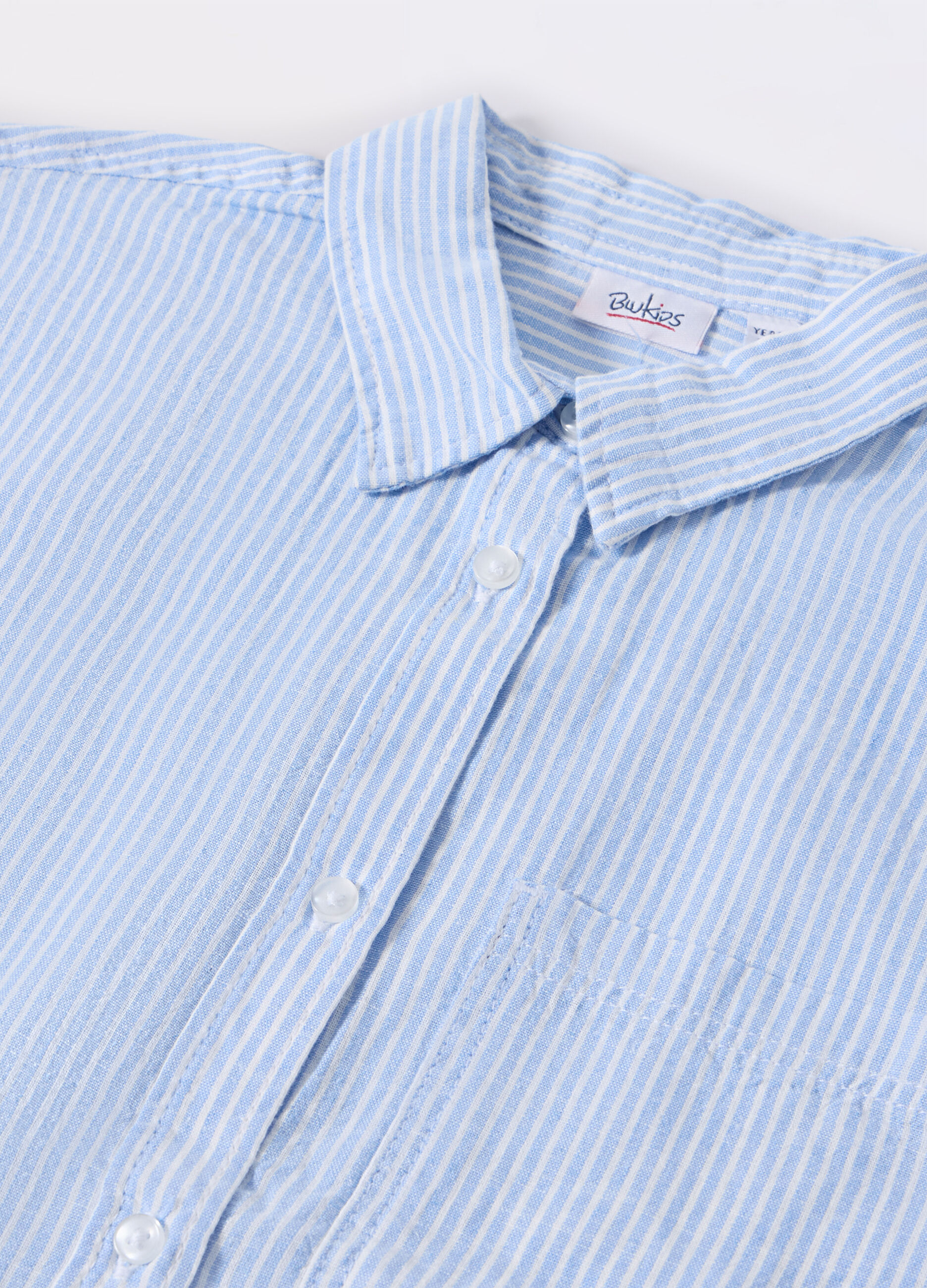 Camicia misto lino a righe ragazza_1