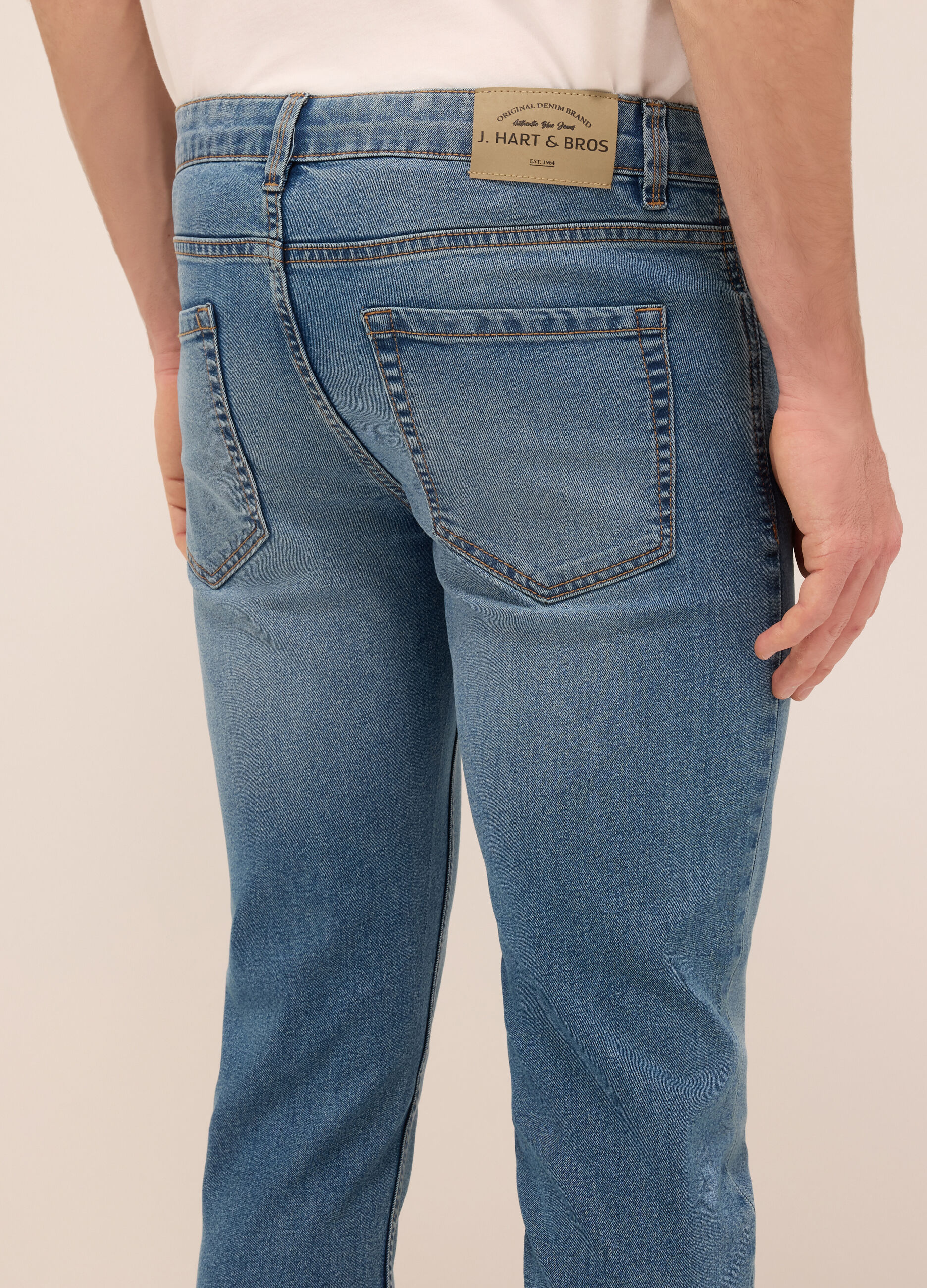 Jeans 5 tasche slim fit in denim di cotone stretch uomo