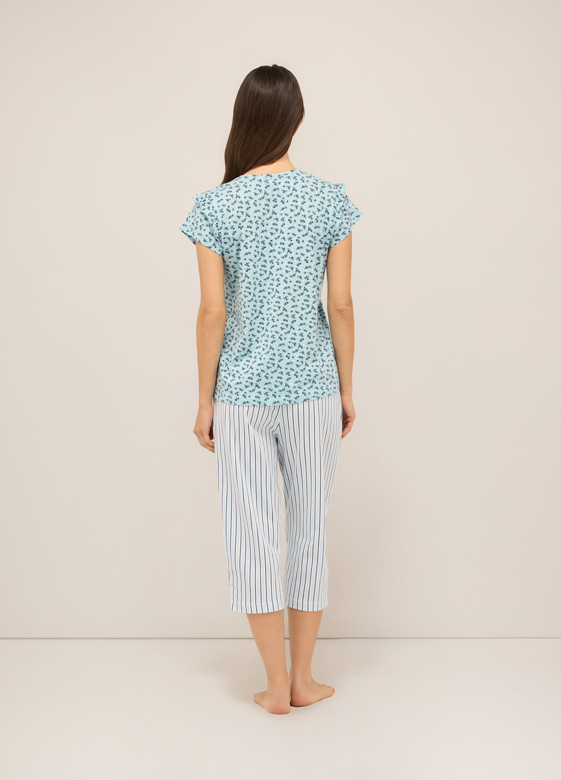 Set pigiama corto in jersey di puro cotone donna_1