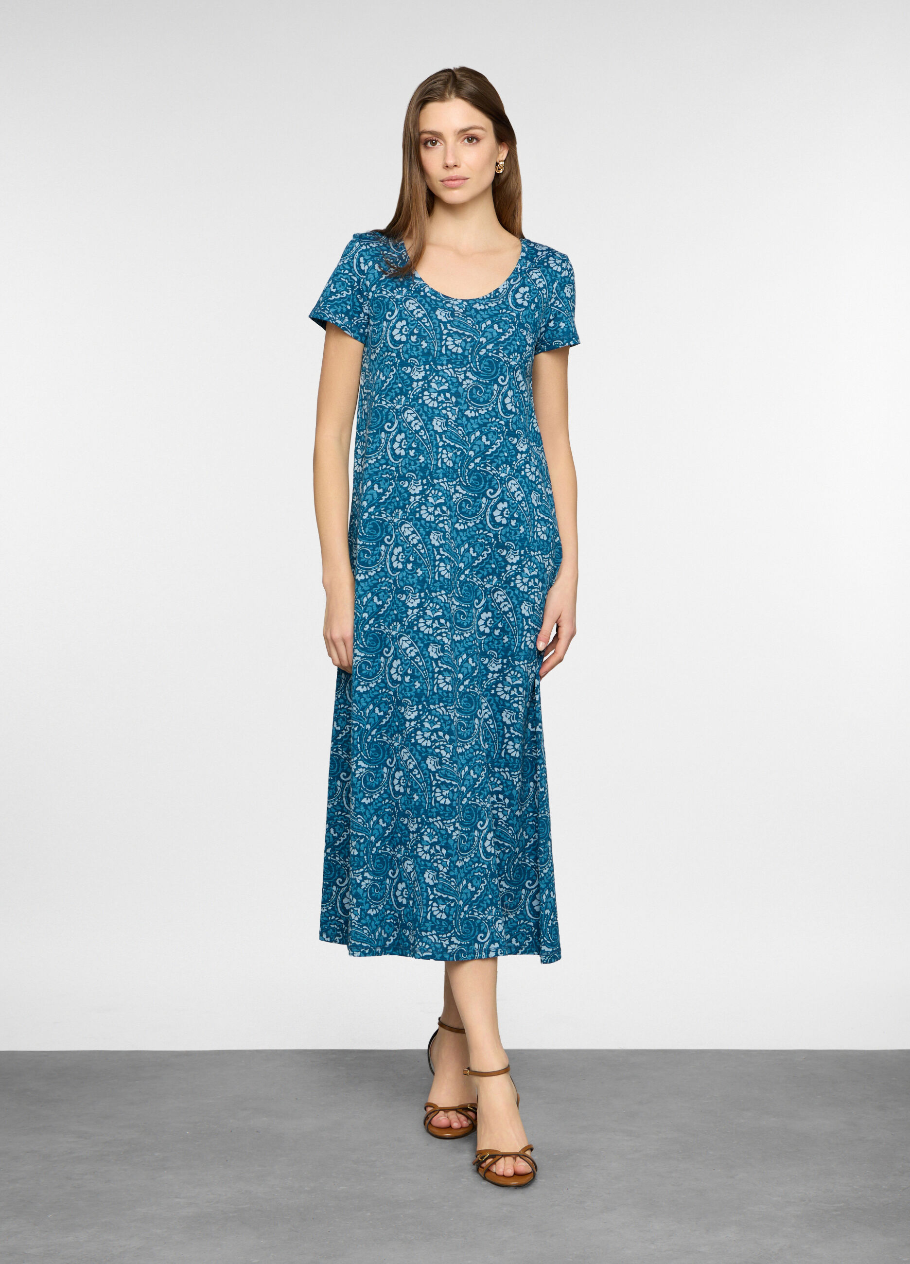 Abito lungo in jersey di puro cotone donna