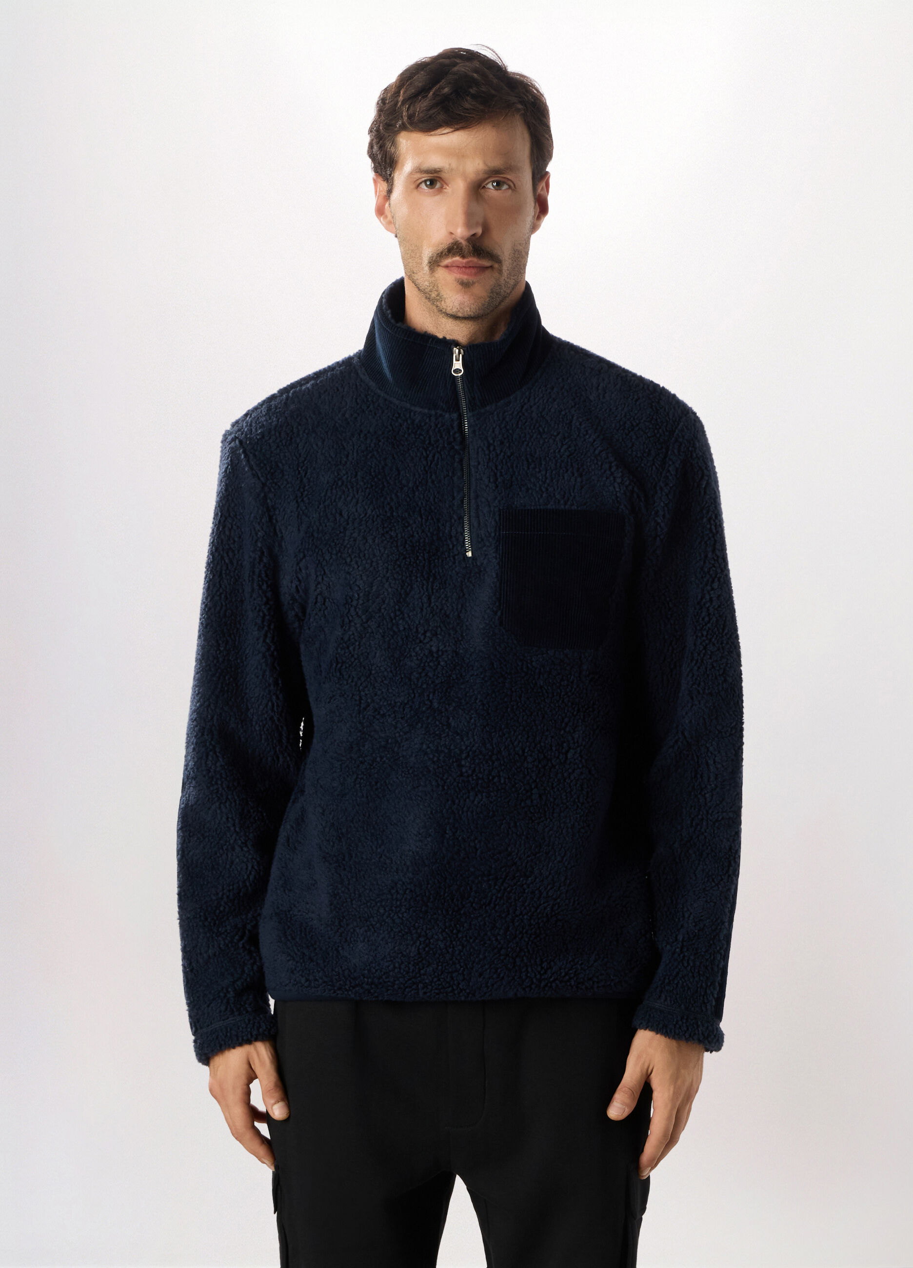 Felpa in pile con zip uomo_0