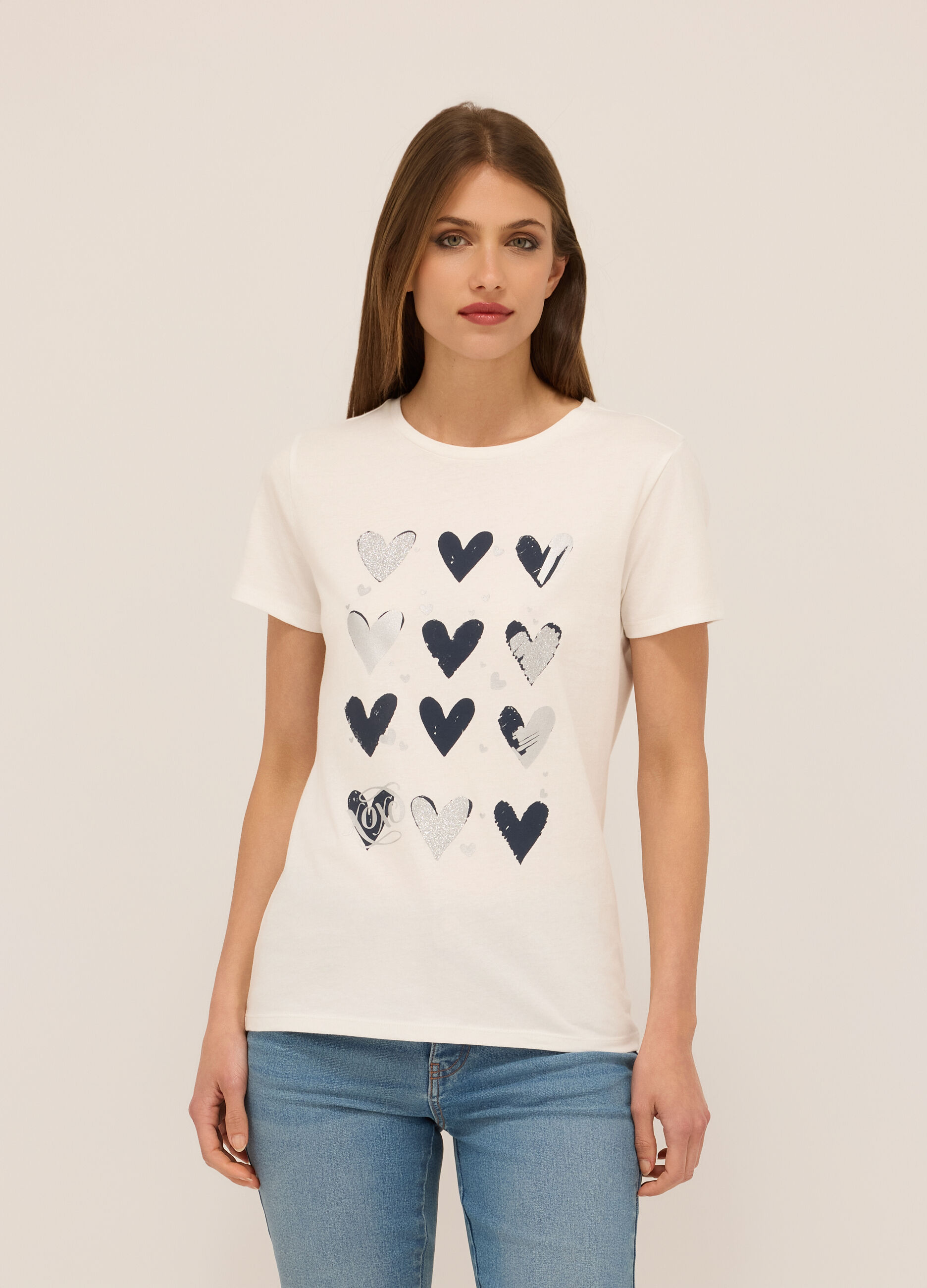 T-shirt in jersey di puro cotone donna_0