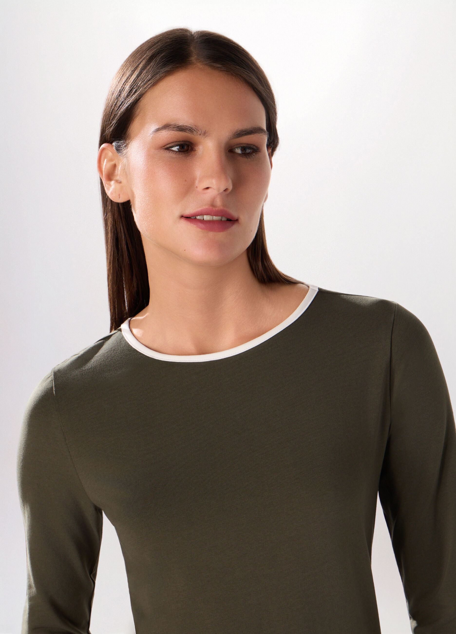 T-shirt in jersey di cotone stretch donna_2