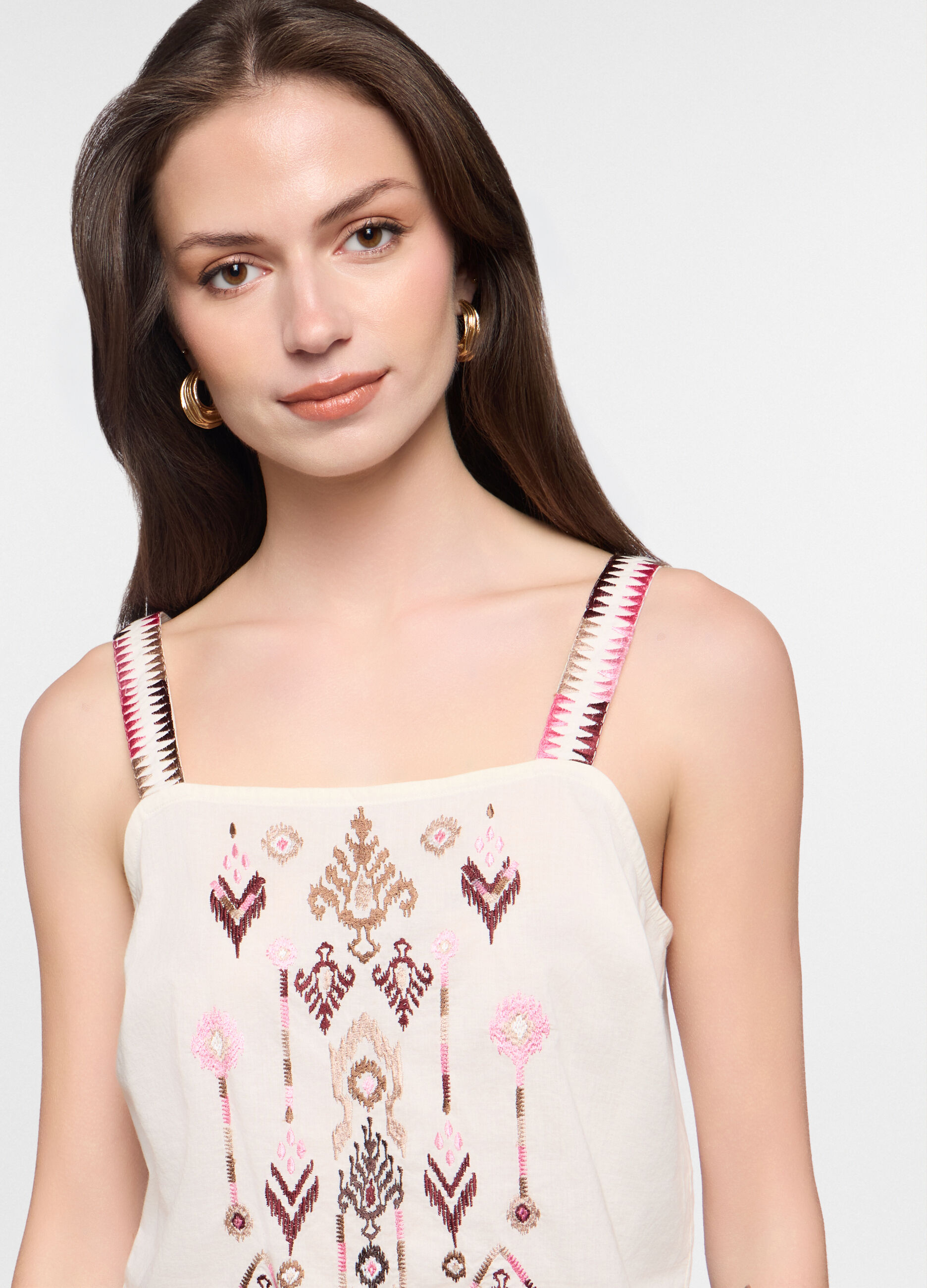 Top fit regular con scollo squadrato in puro cotone donna_2