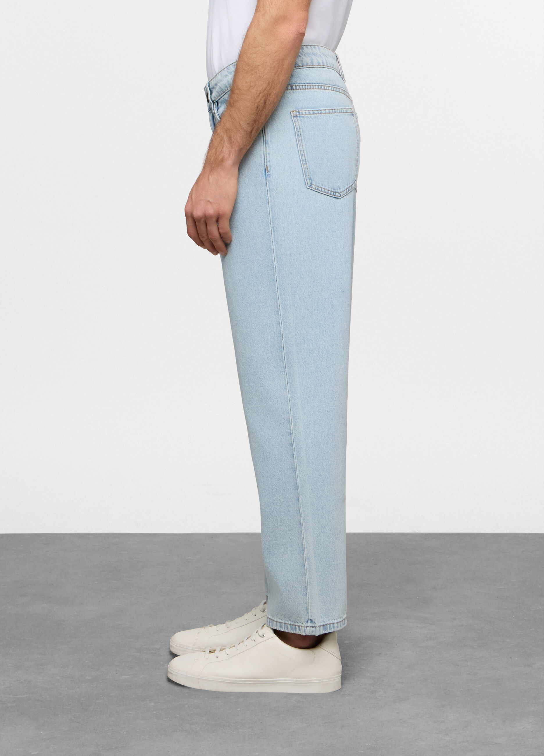 Jeans loose fit in denim di cotone uomo_1