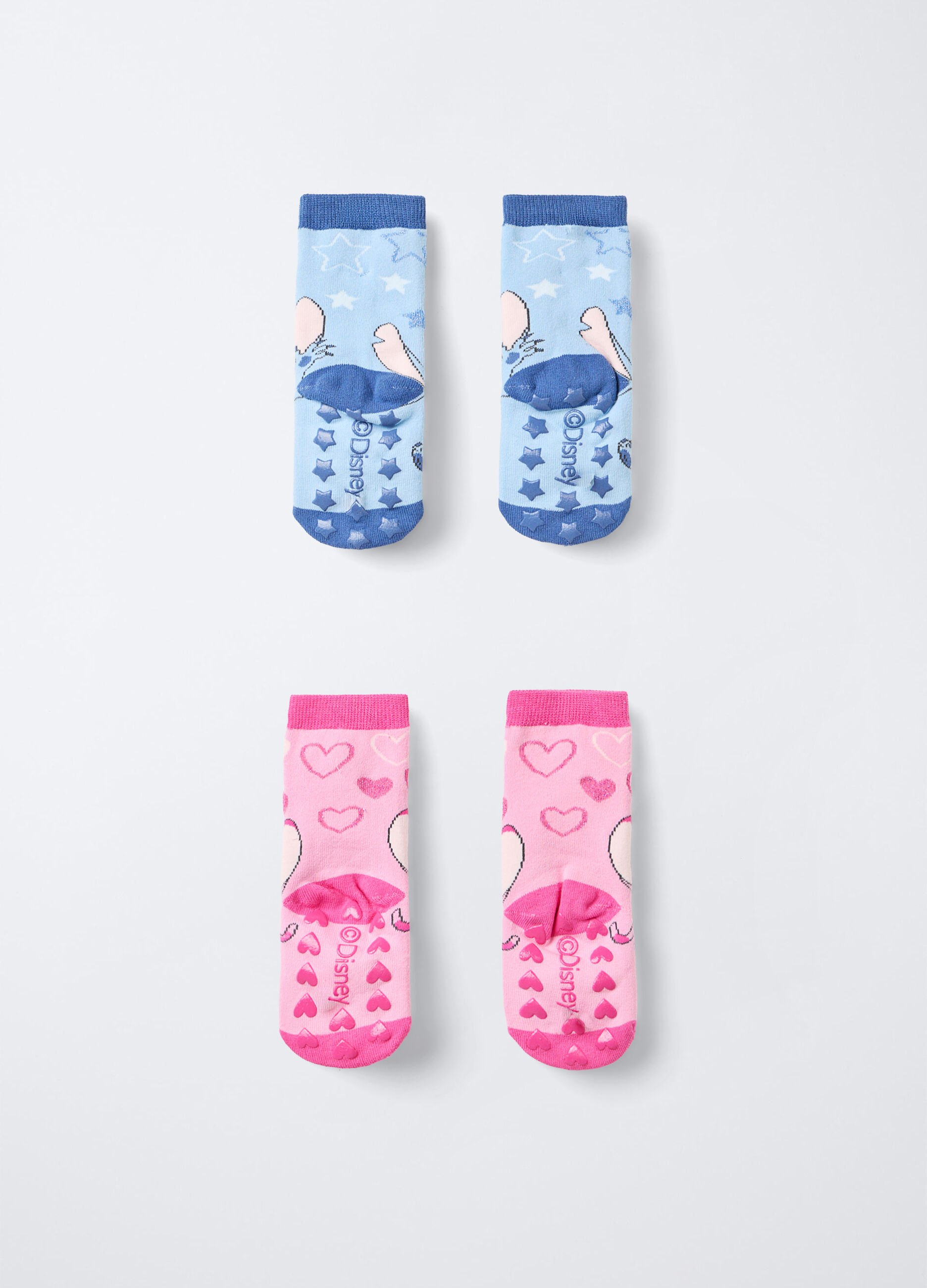 Pack 2 calze corte antiscivolo Stitch in spugna di cotone stretch bambina_1