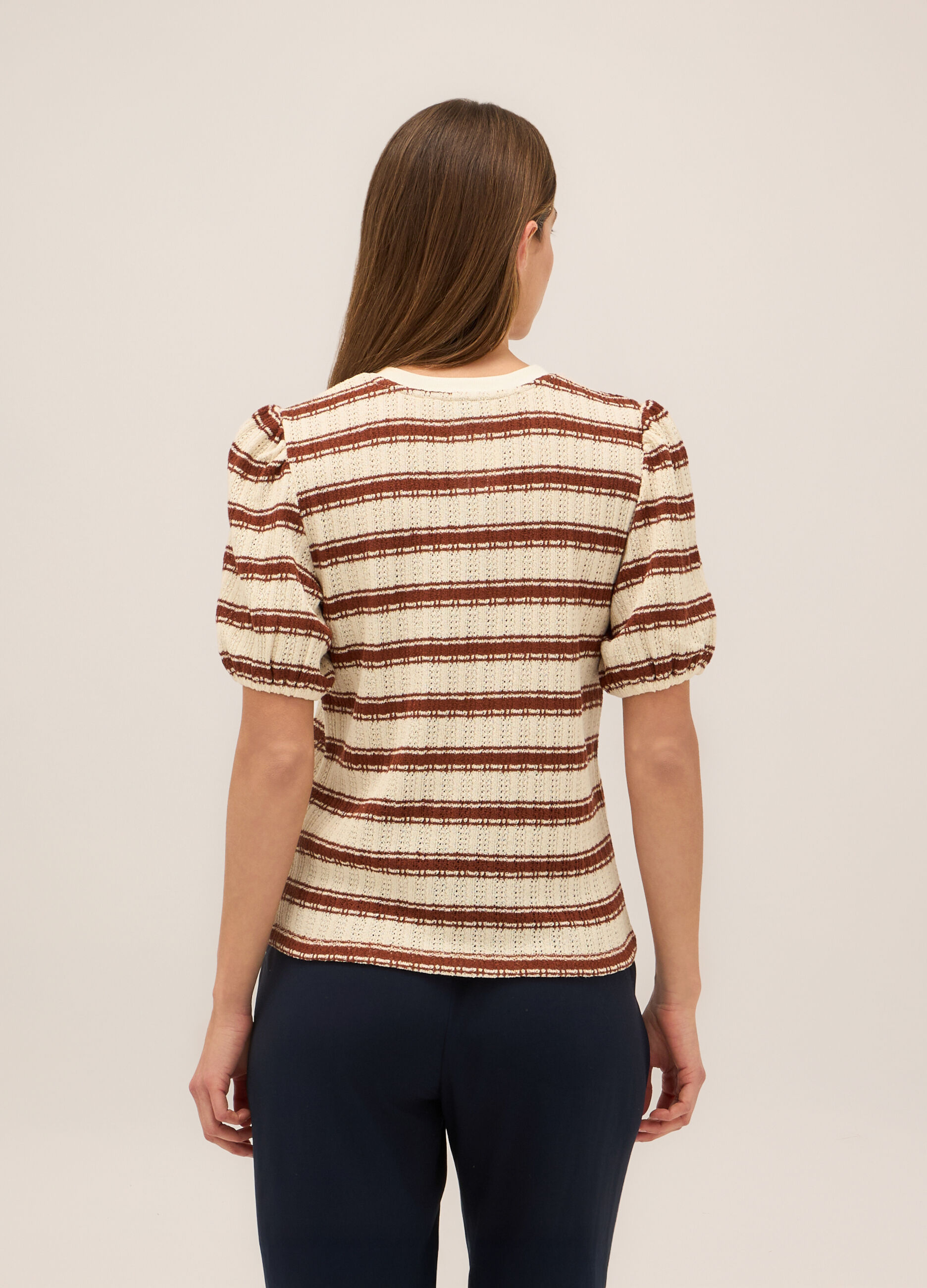 T-shirt in misto cotone lavorato donna_1