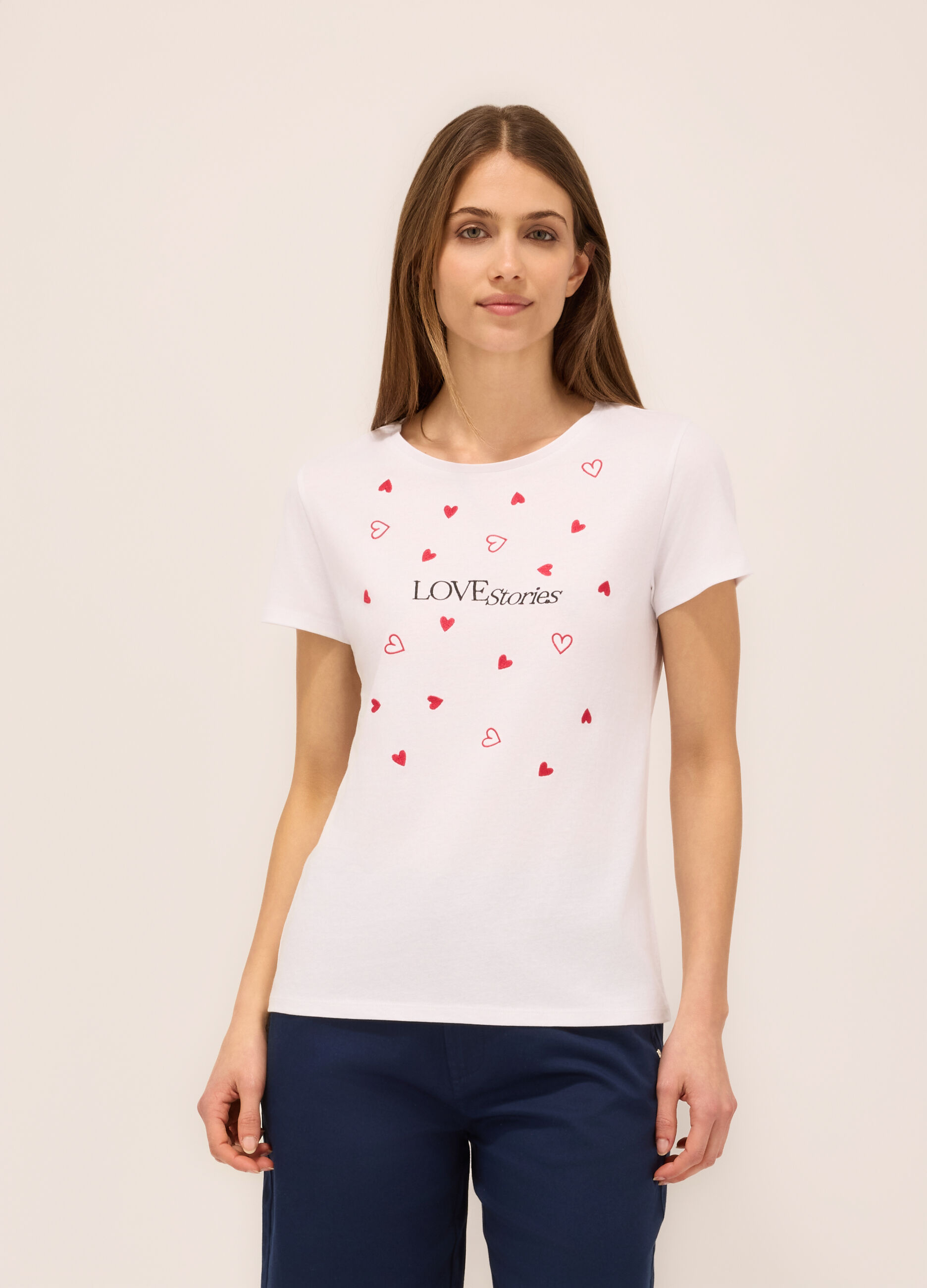 T-shirt in jersey di puro cotone donna_0