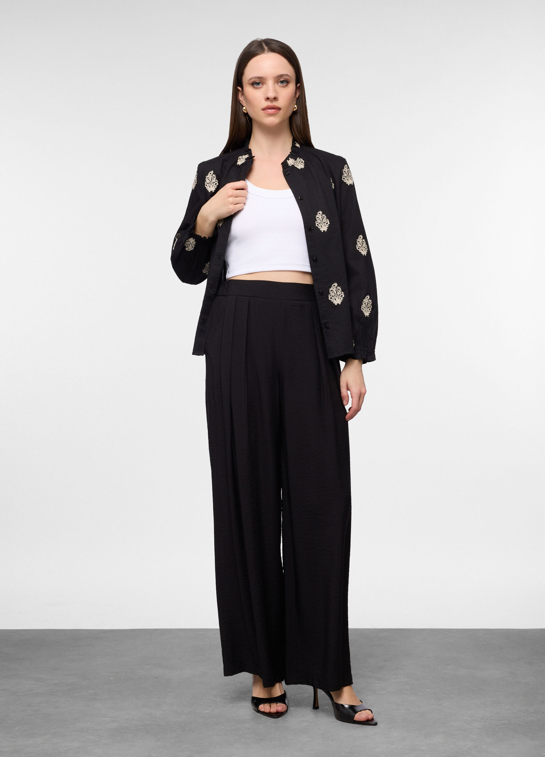 Pantaloni wide leg misto viscosa donna_0