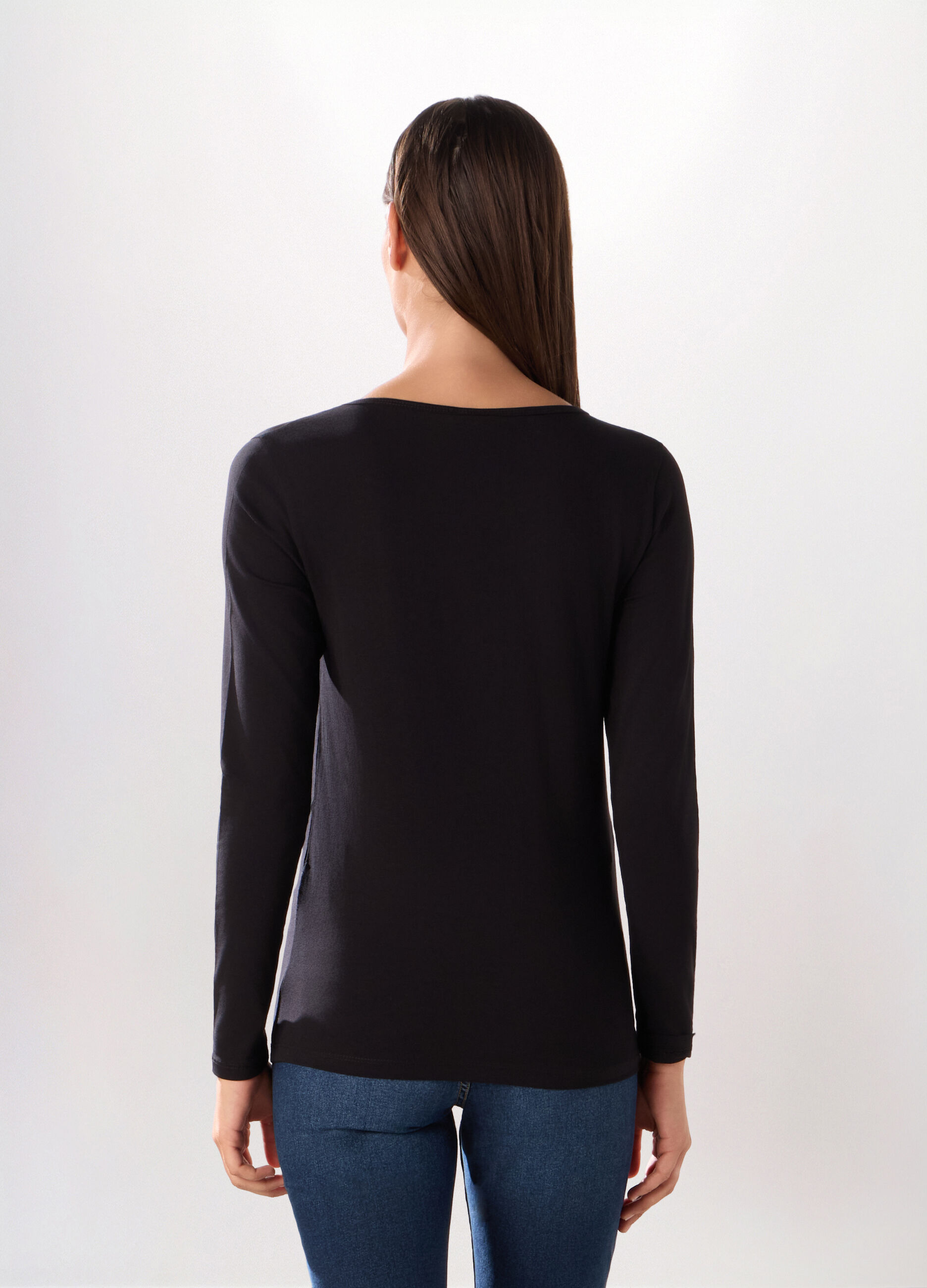 T-shirt in jersey di cotone stretch donna_1