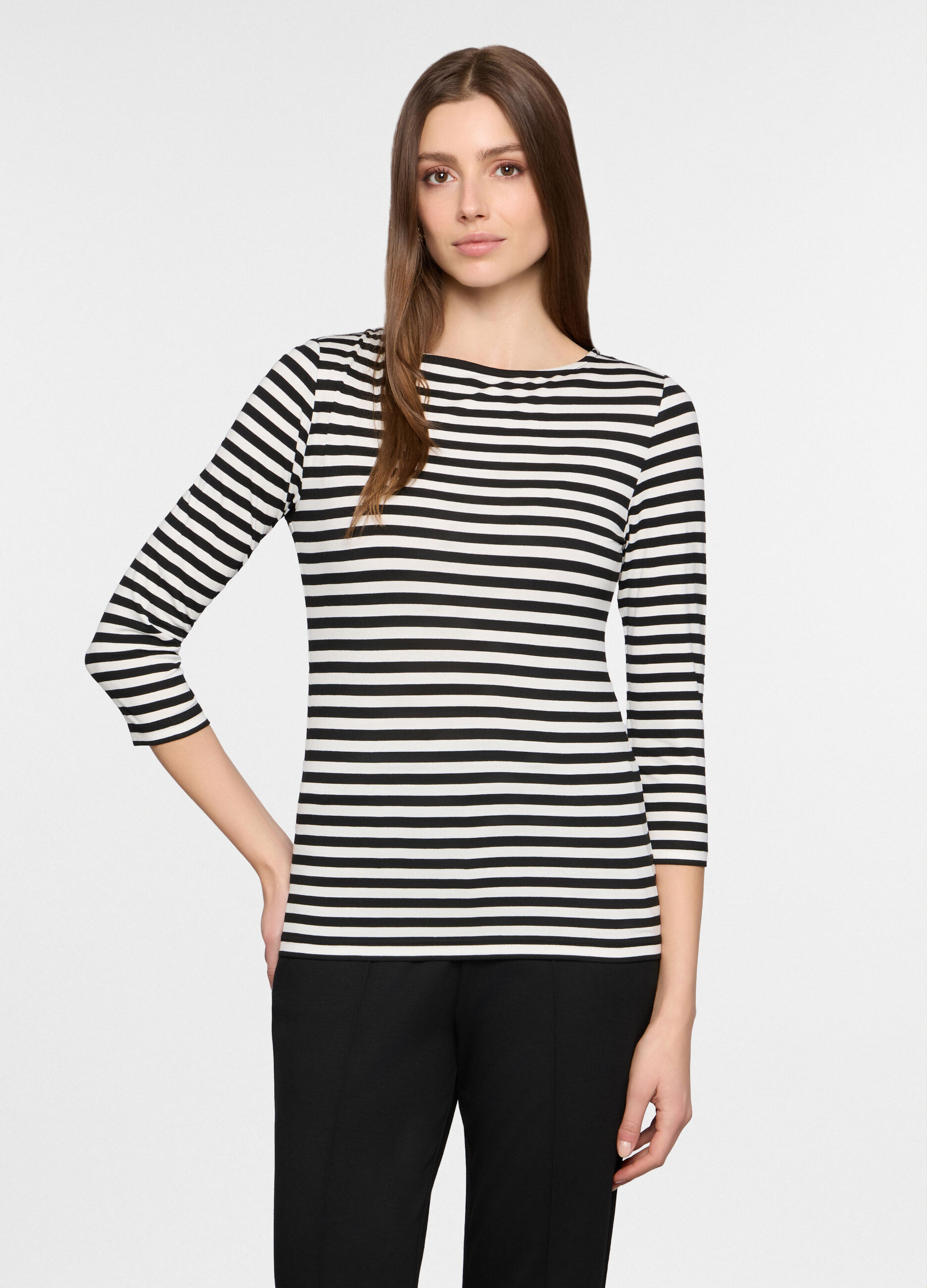 T-shirt girocollo in jersey stretch donna_0