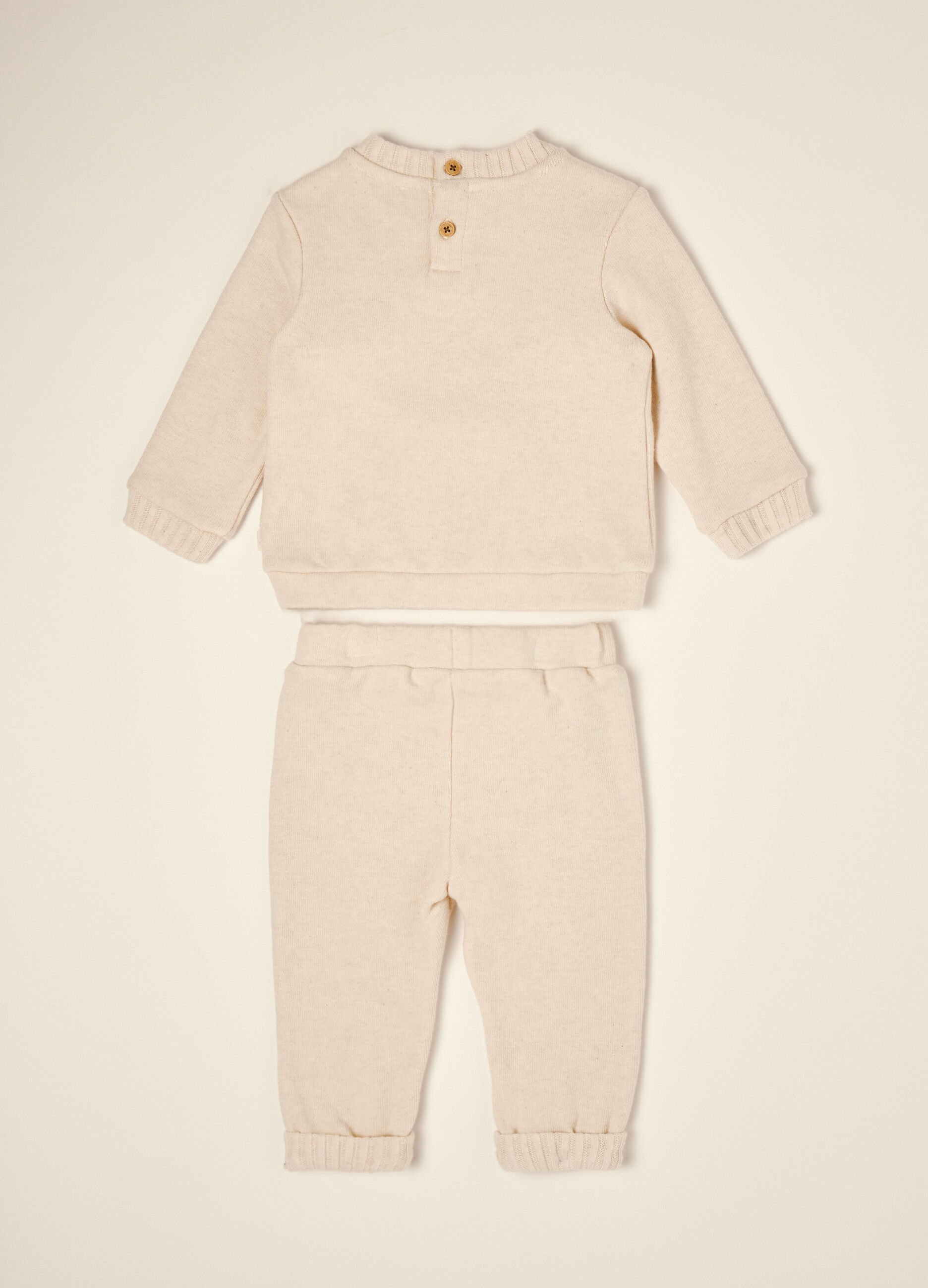 Completo beige in cotone e viscosa elasticizzato_1