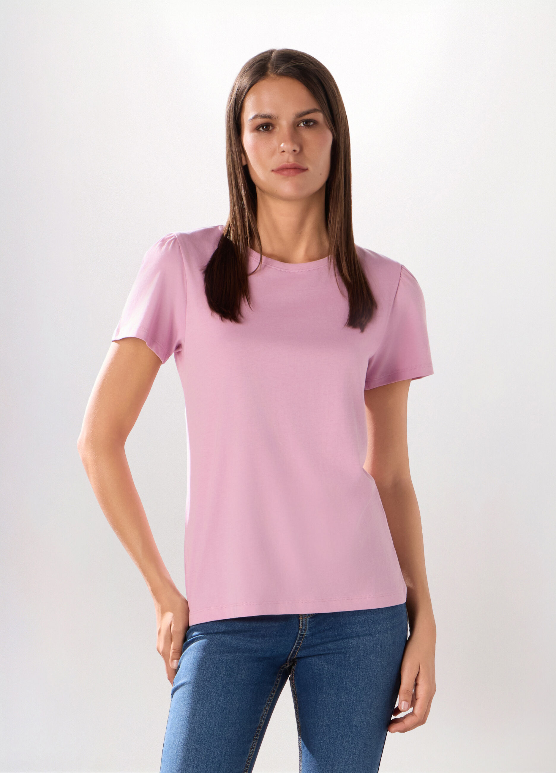T-shirt in jersey di puro cotone donna_0