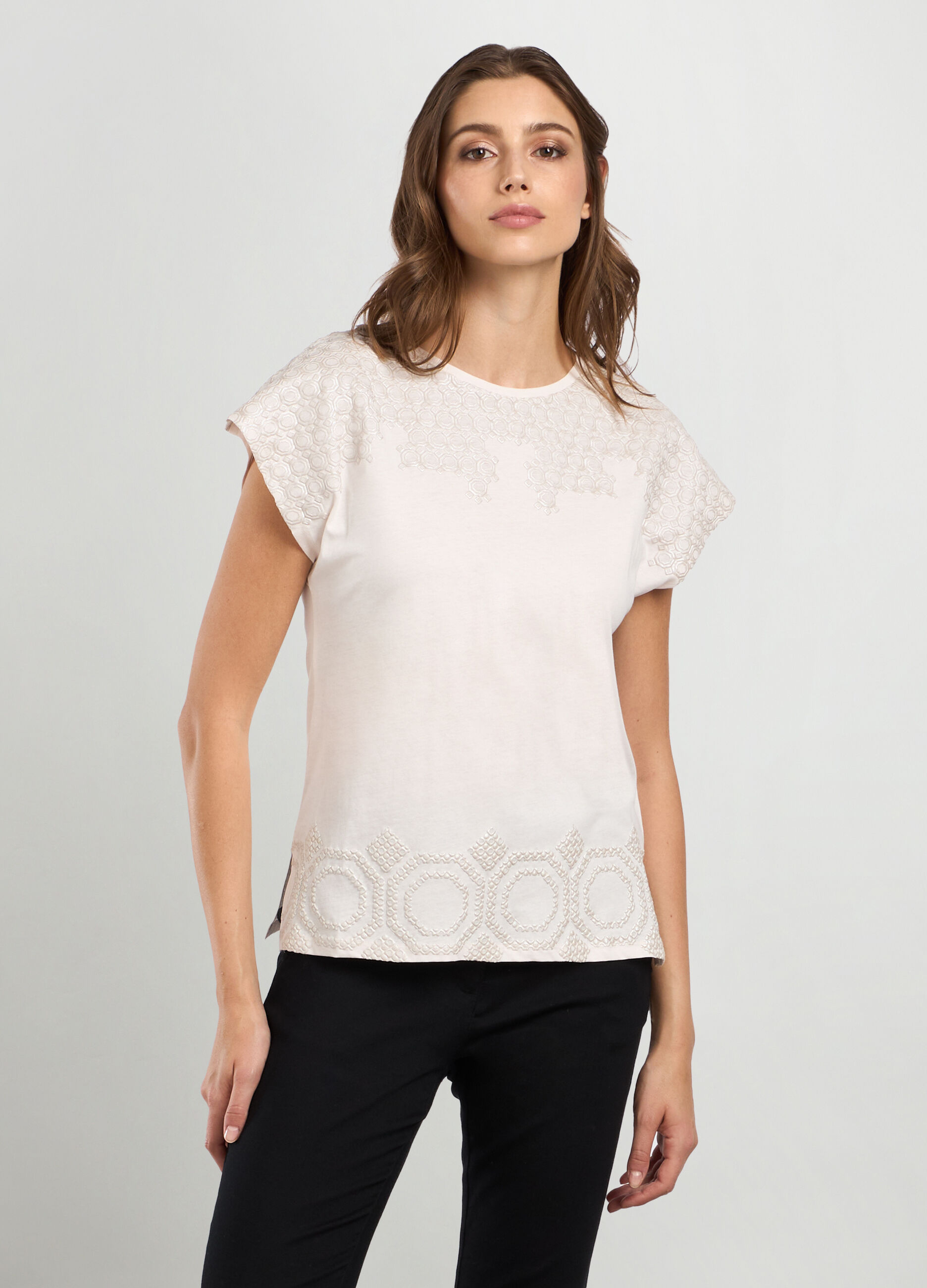 T-shirt in jersey di puro cotone donna_0