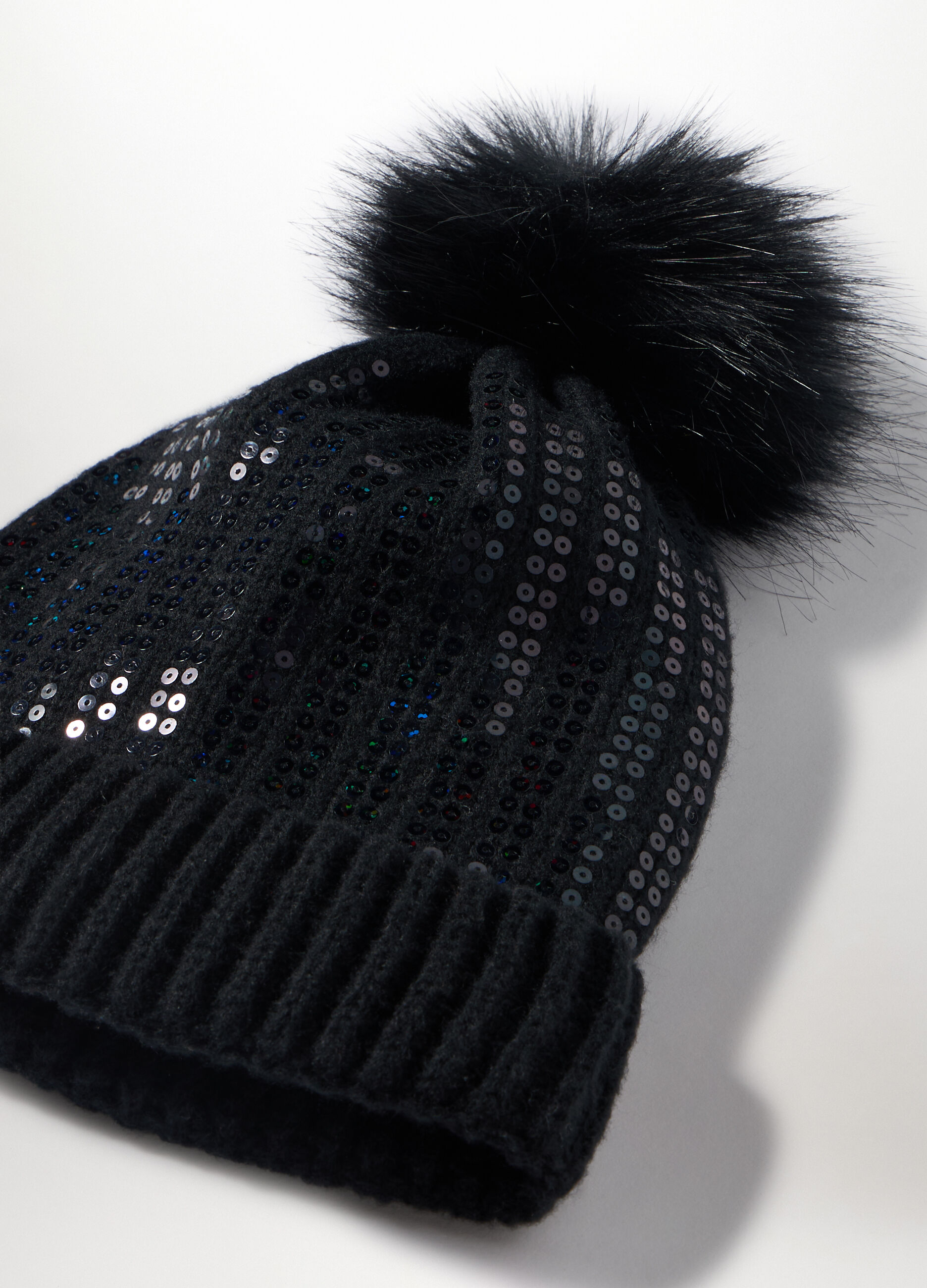 Berretto tricot con pon pom donna_2