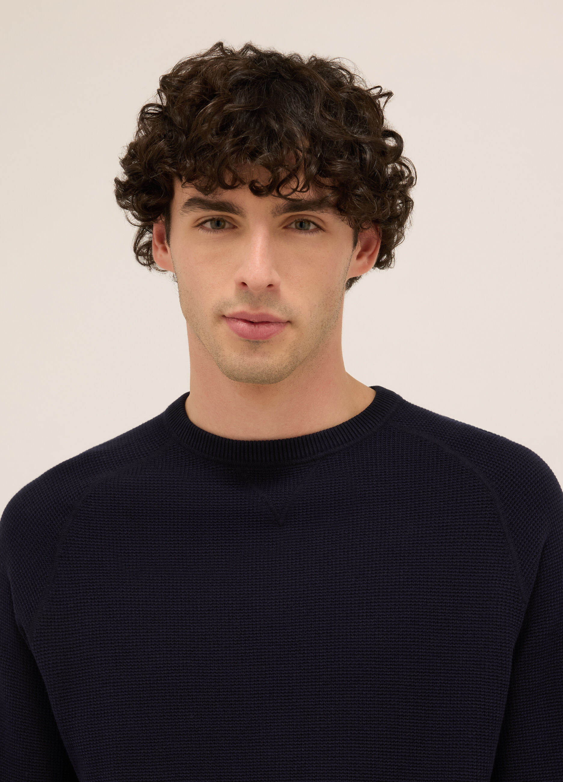 Maglione con manica raglan in puro cotone uomo_2