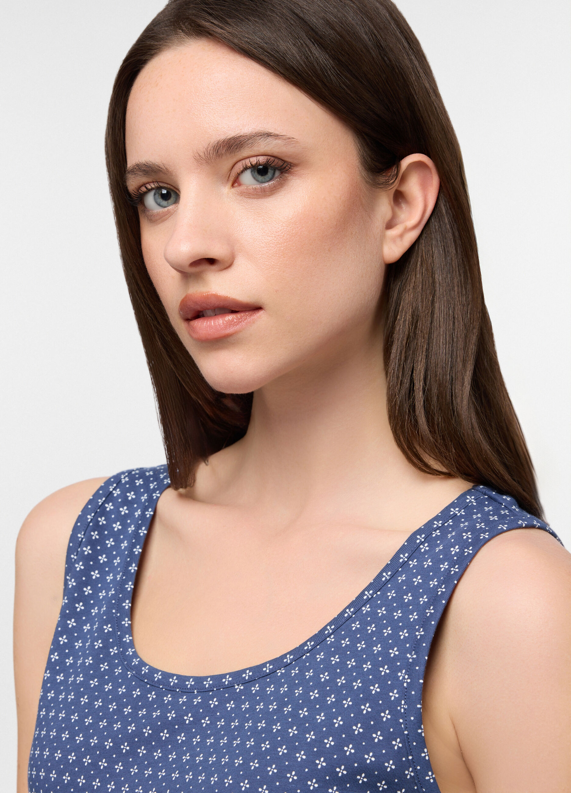 Top pigiama smanicato in puro cotone donna_2