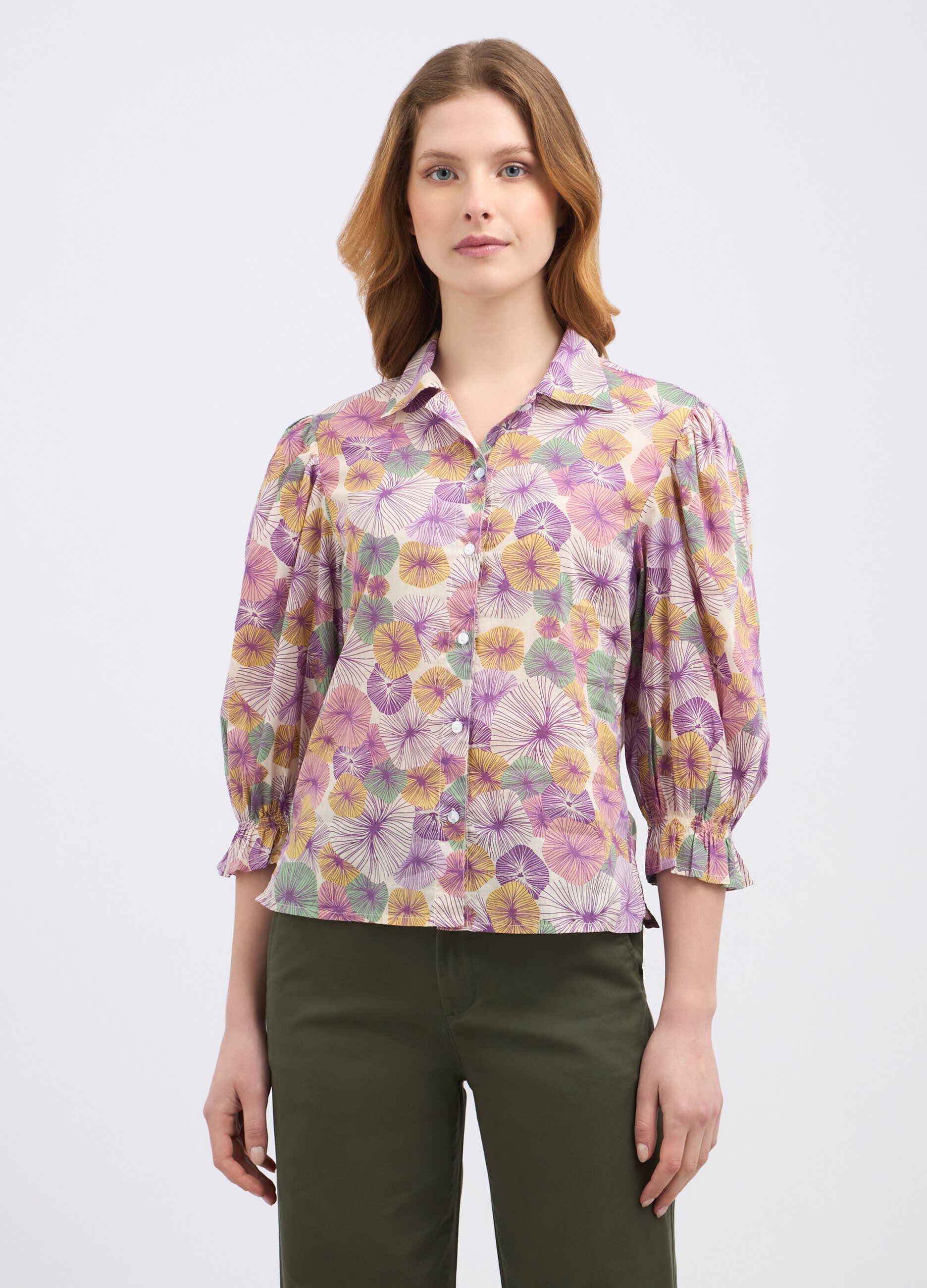 Camicia in puro cotone multicolor donna_0