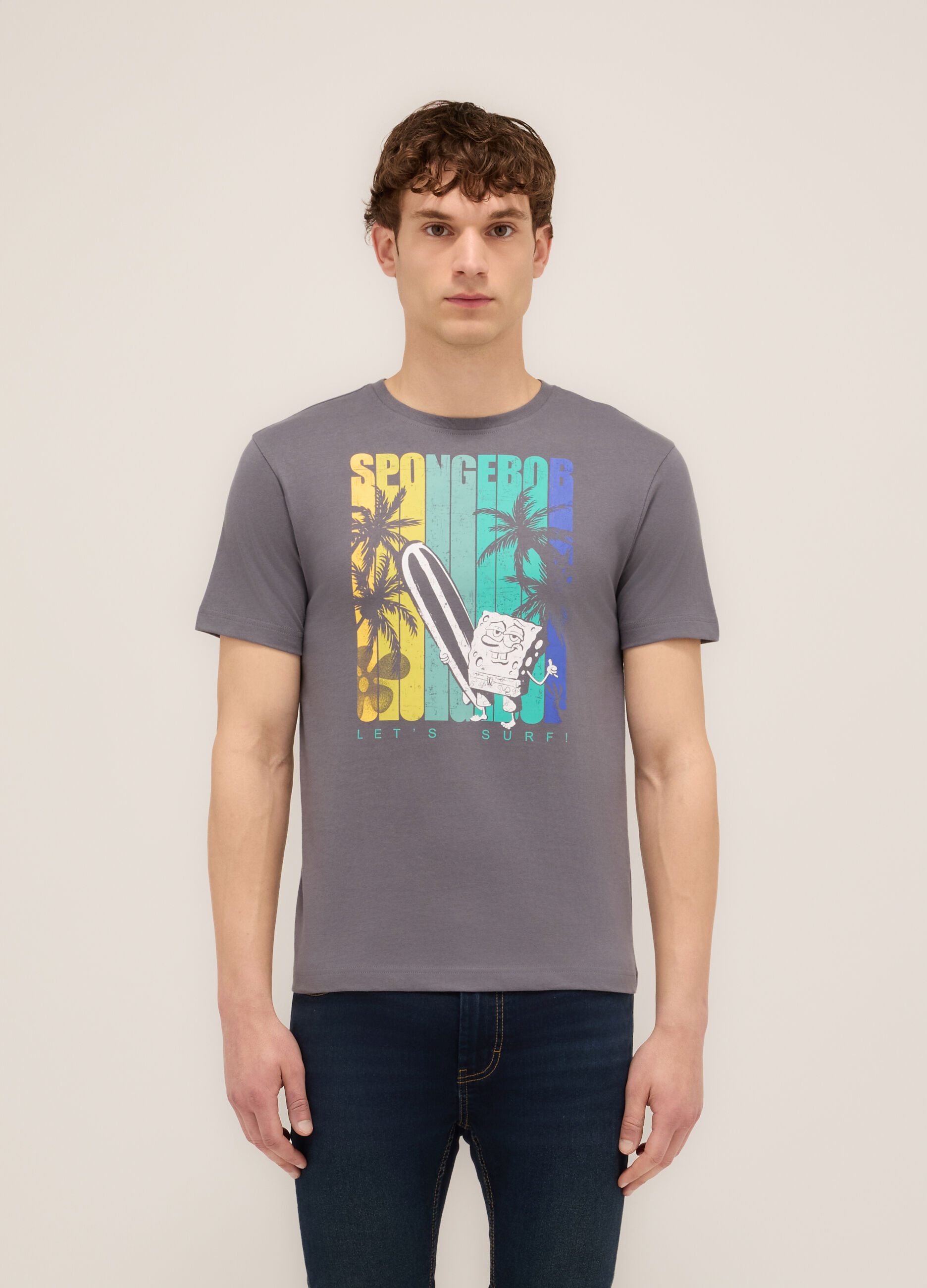 T-shirt girocollo stampa Spongebob_0